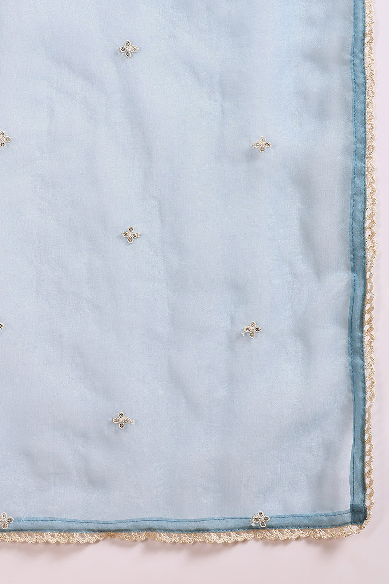 Ahika Blue Silk Blend Solid Embroidered Anarkali Suit Set PKSKD2013 - view 9