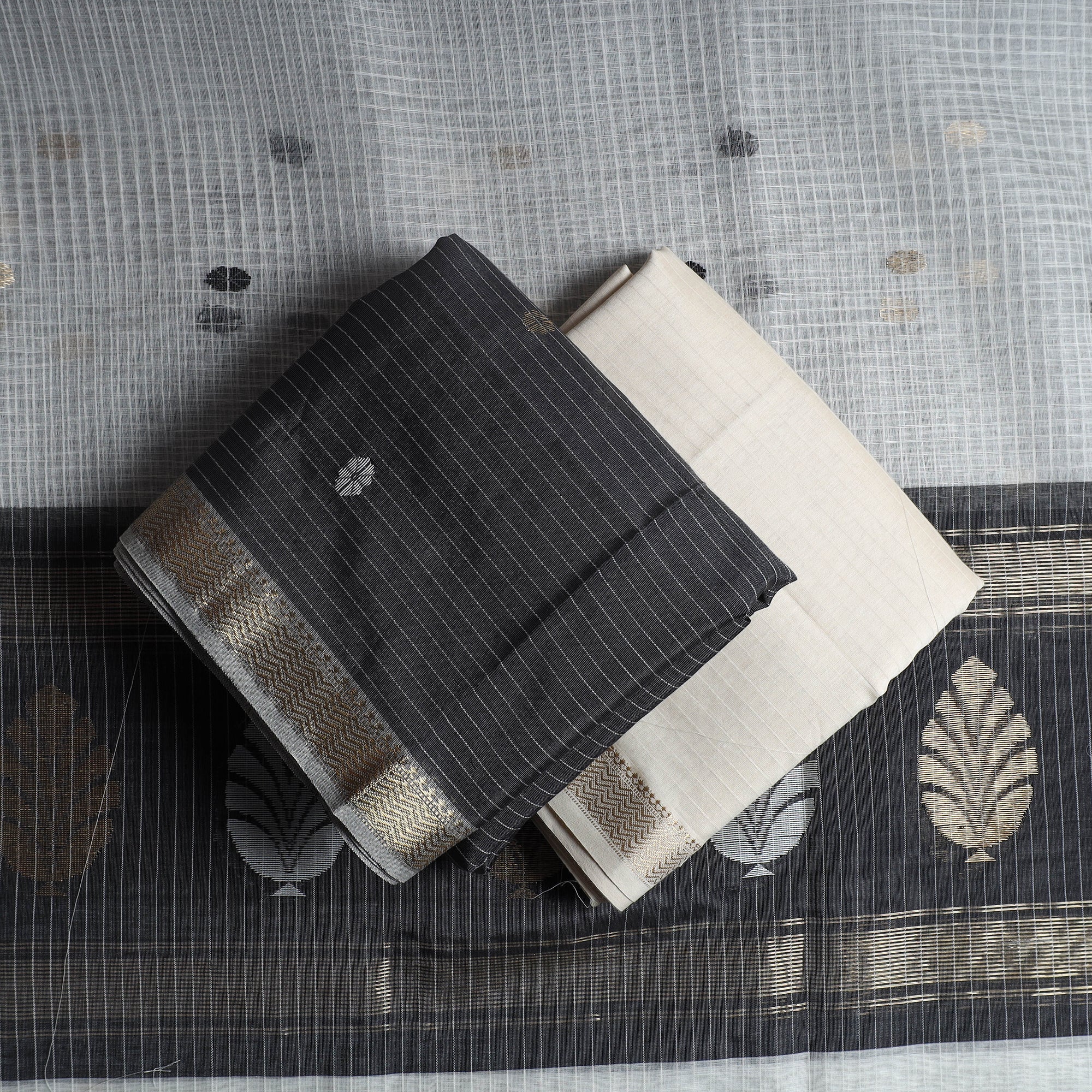 CHANDERI BY RAUPH KHAN 3pc Zari Buti Handloom Chanderi Silk Dress Material 06 - view 2