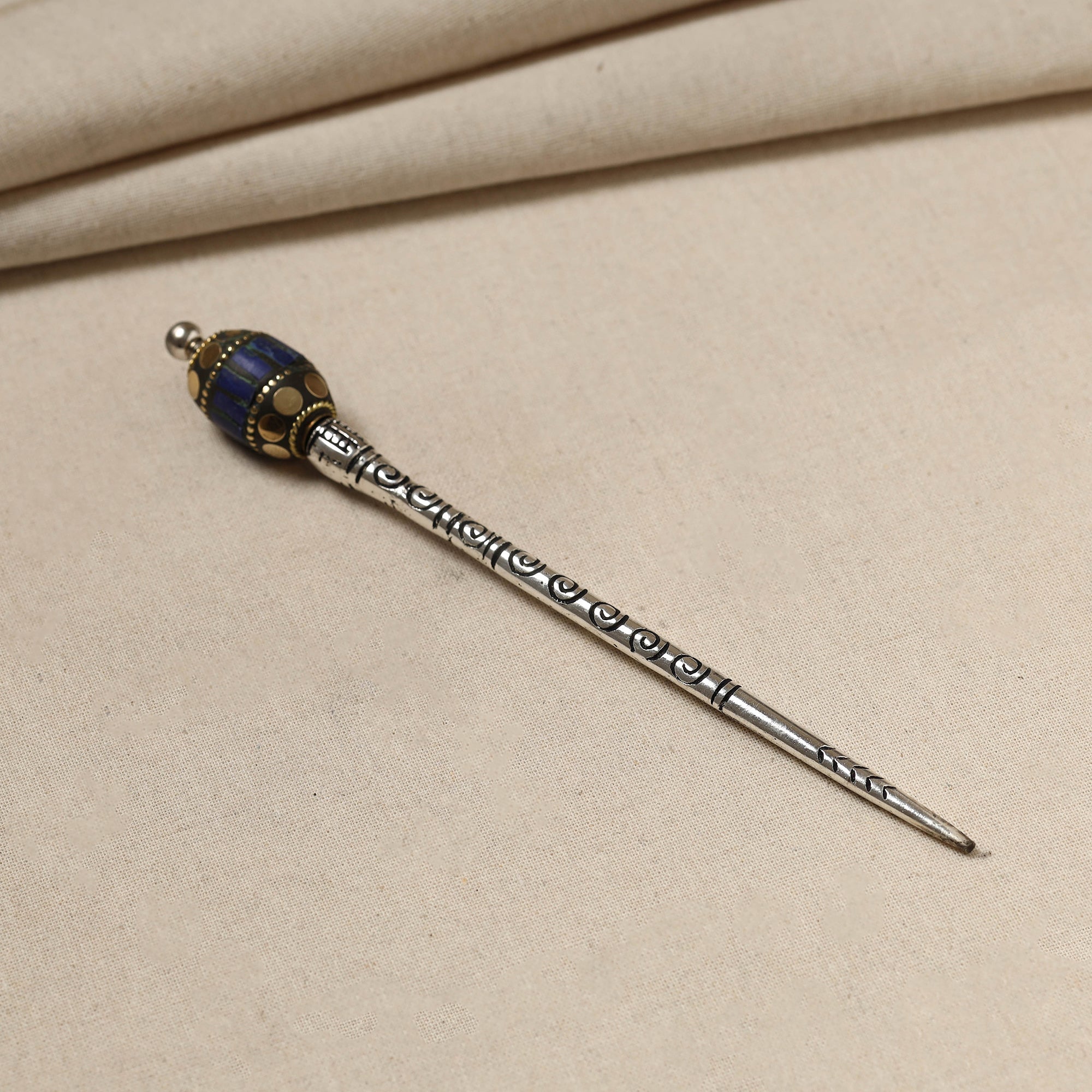 WHITE RIVER STORIES Antique Finish Oxidised German Silver Juda Stick