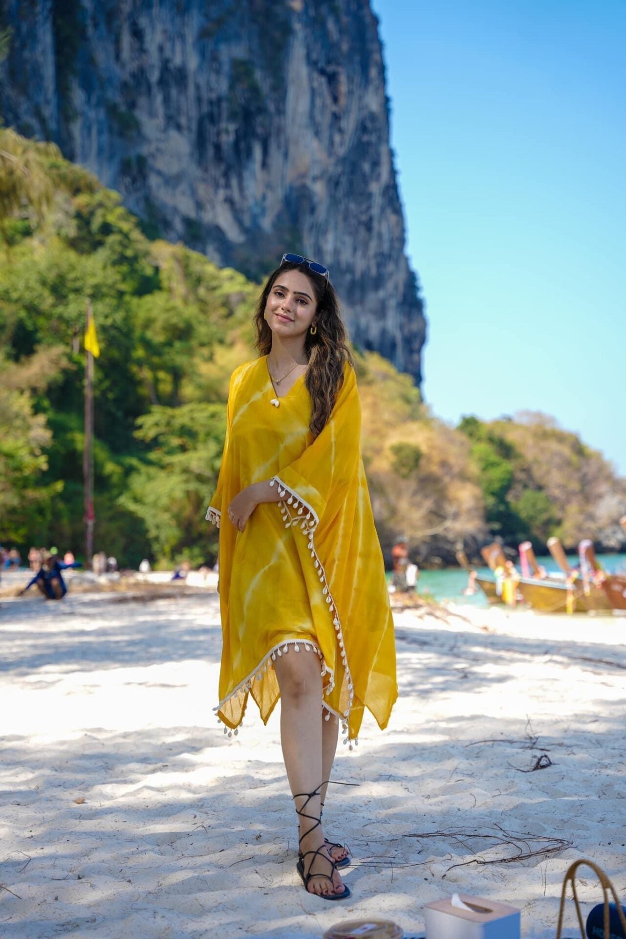 Idaho-o Masha yellow crepe kaftan