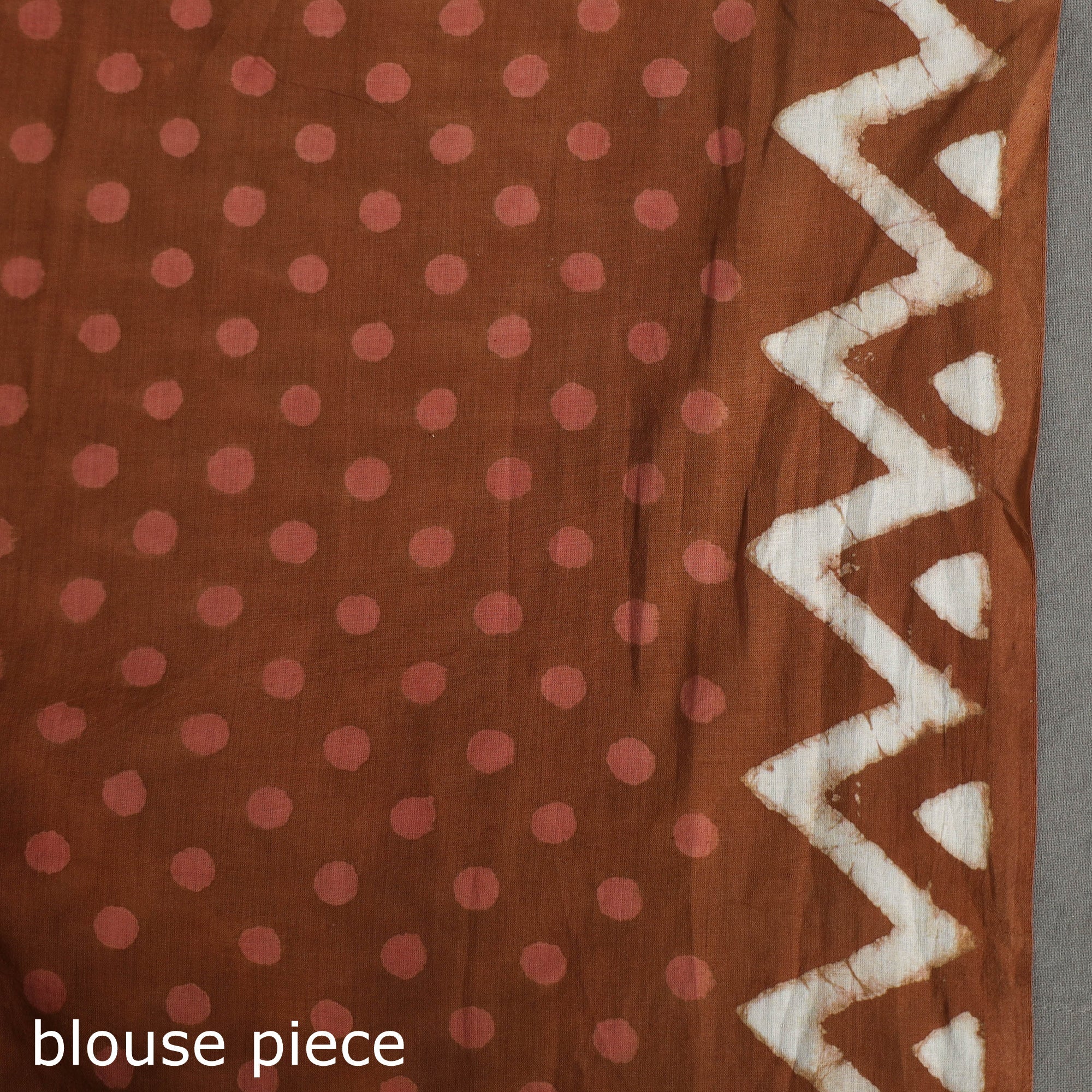 ARTISAN HAND BLOCK PRINTS Brown - Bagru Dabu Block Printed Mul Cotton Saree - view 8