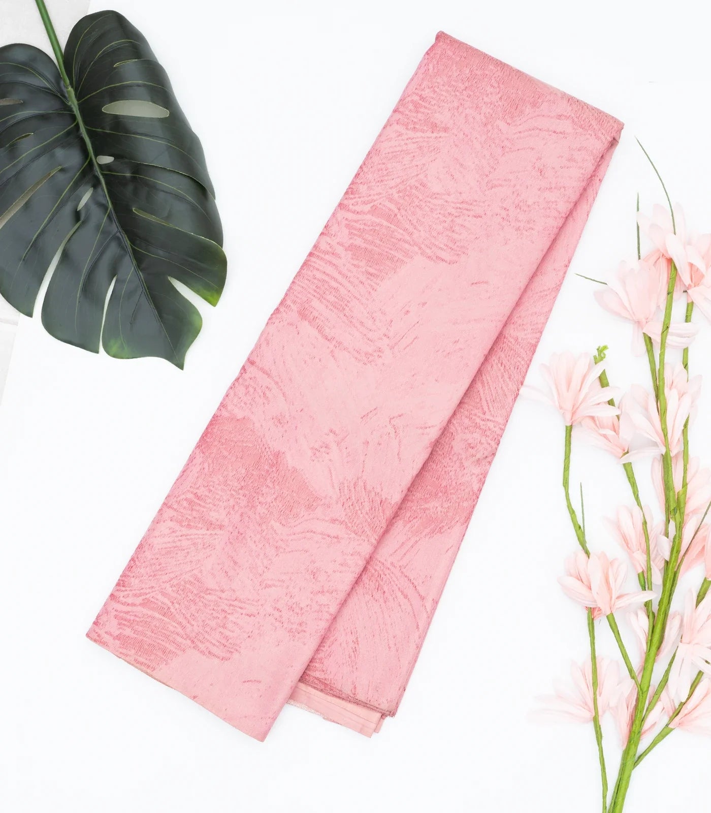 RmKV Baby Pink Handloom Kanchipuram Silk Saree With Abstract Motifs