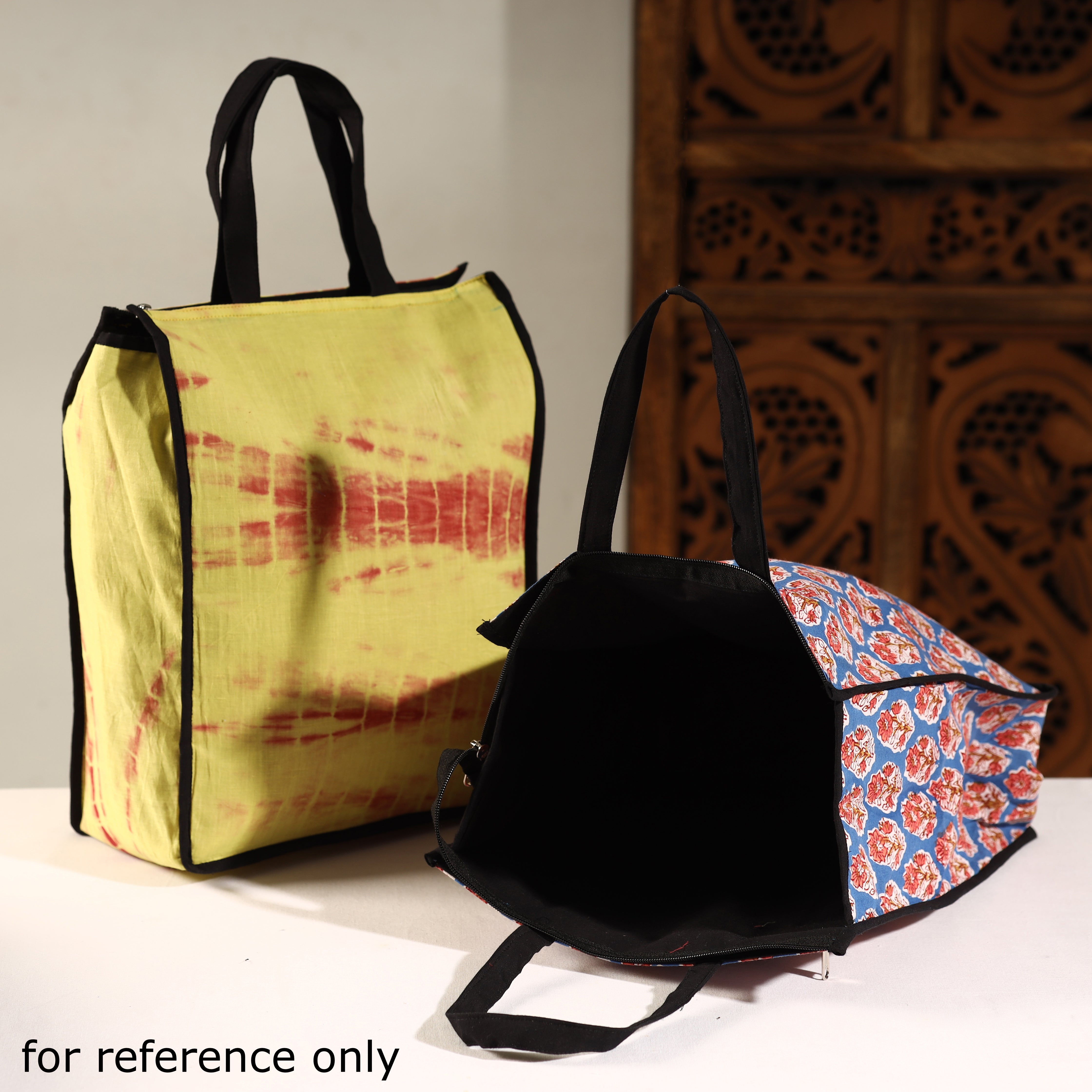 NOORI BAZAR Black - Handmade Bagh Block Printed Cotton Shopping Bag - view 4