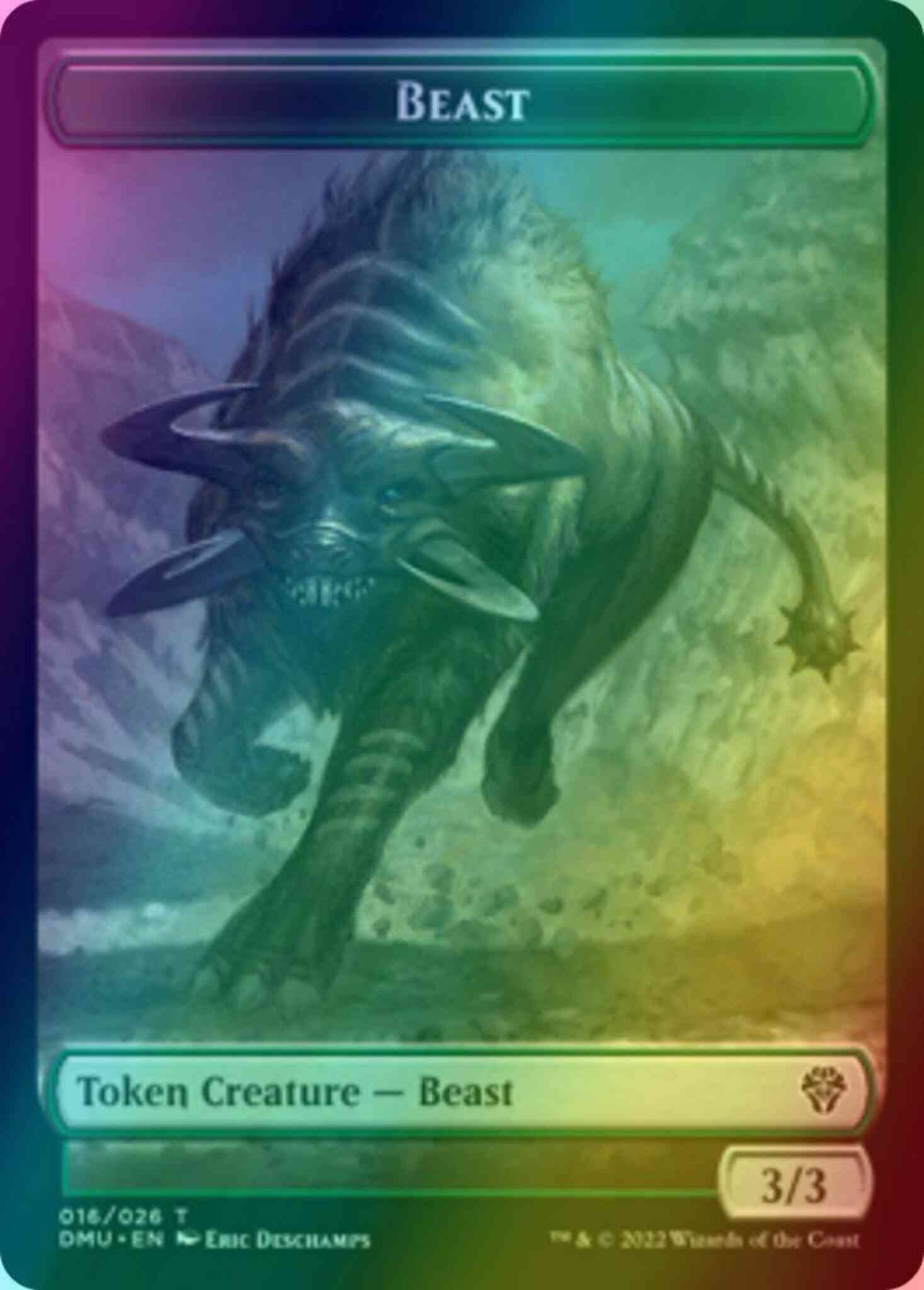 Beast token 16 – Magic Beast Token (16) // Soldier Token (04) [DMU/DMU Set Symbol] [Dominaria United: Tokens] [Foil]