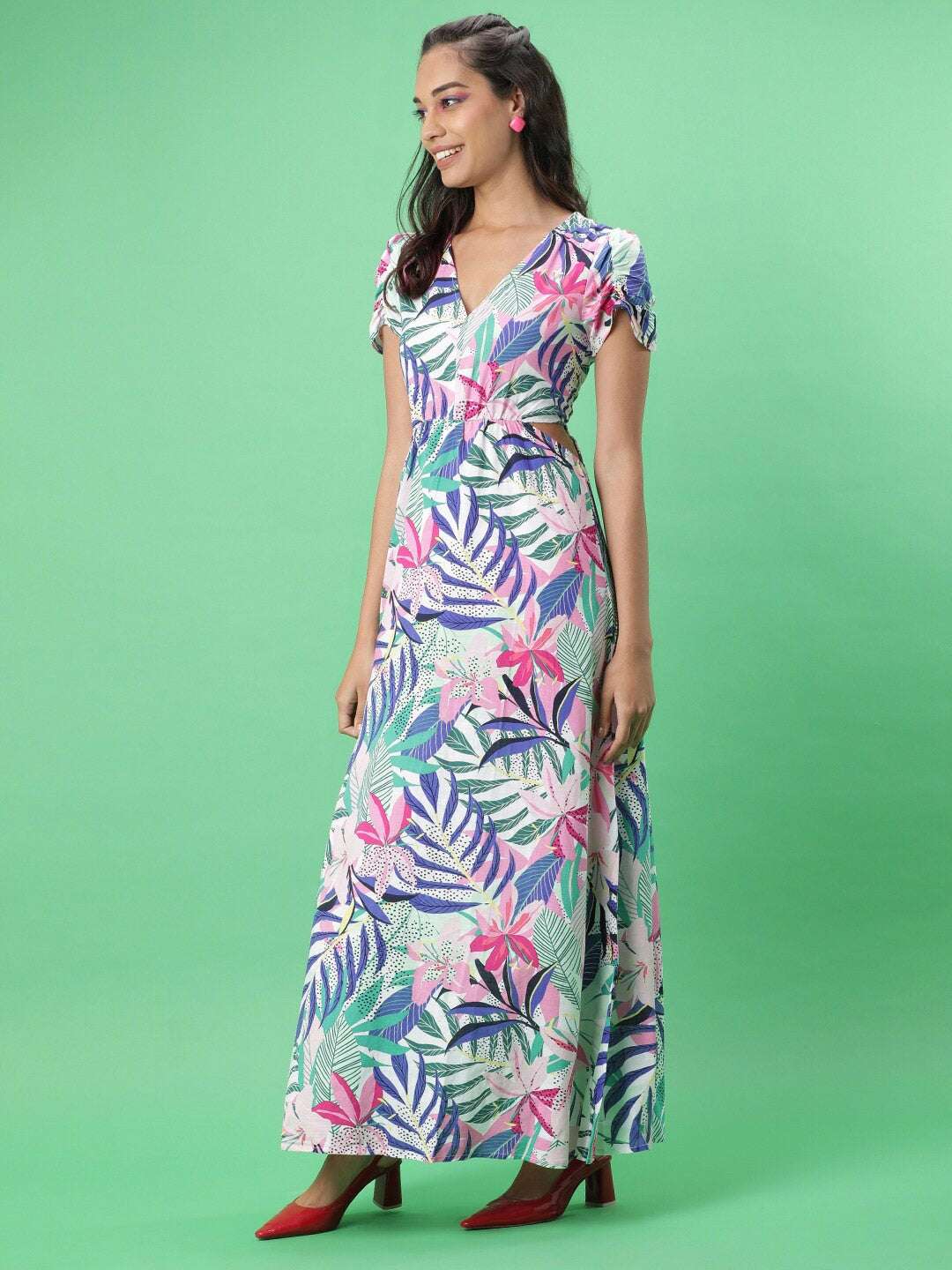 Freehand By The Indian Garage Co Women Tropical Maxi Dress With Cut Out - view 5