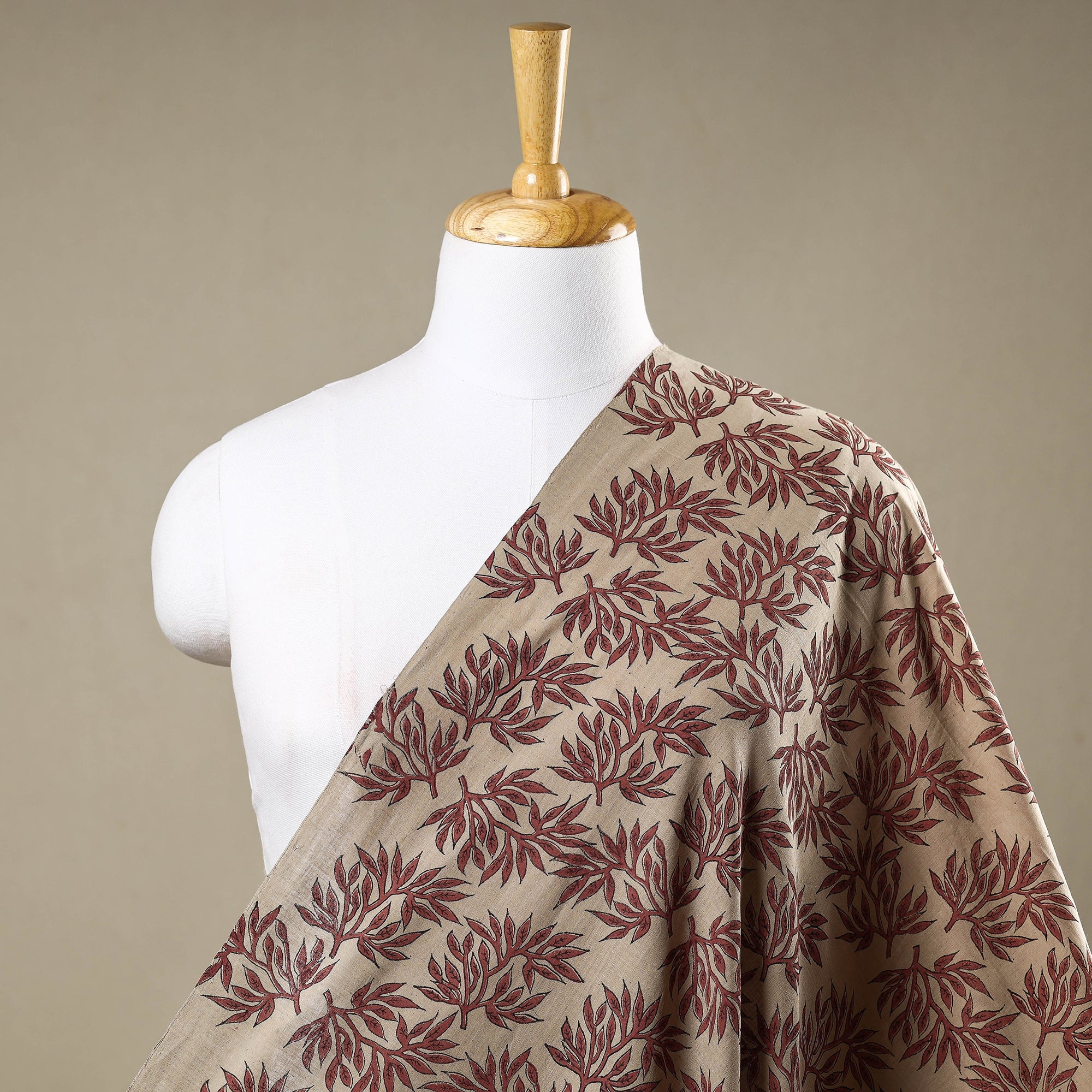 SOUTH KARGHA Brown - Mangalgiri Block Printed Handwoven Cotton Fabric