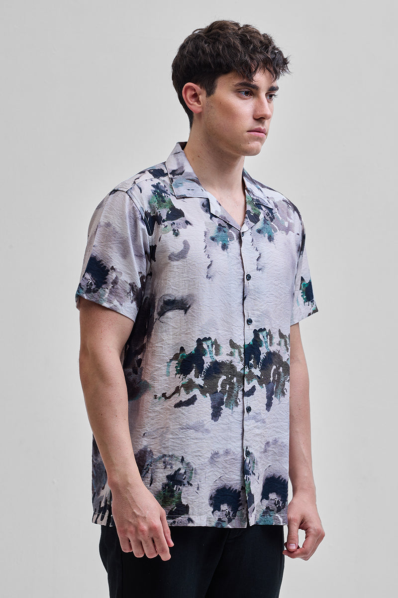 SNITCH Light Grey Abstract Box Fit Shirt - view 6