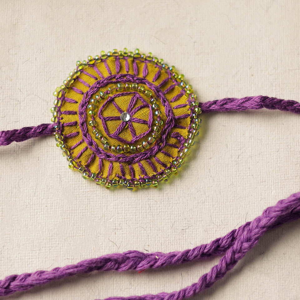 Beads & Thread Embroidered Reusable Rakhi by Neeli Titlee 19 - view 2