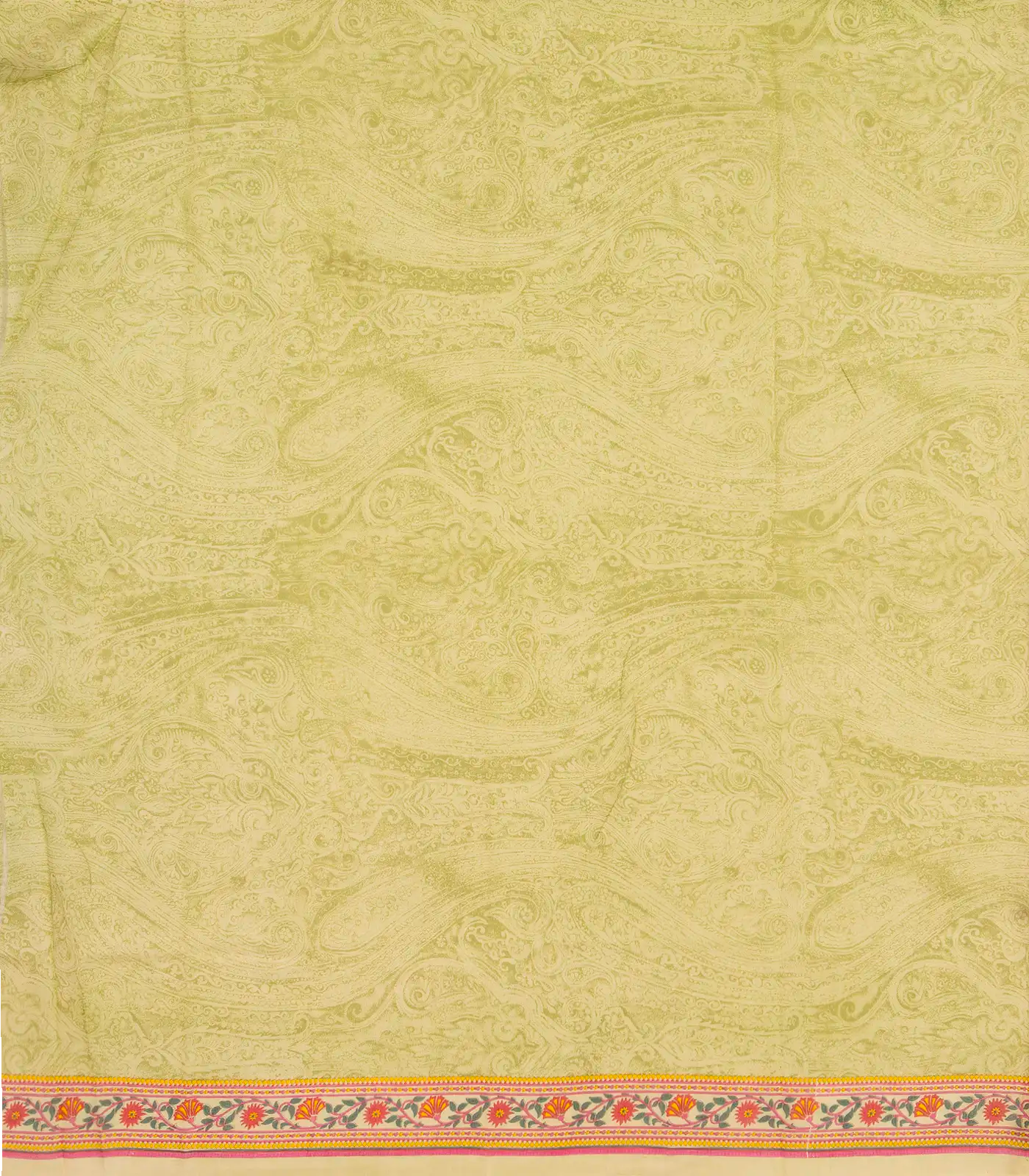 RmKV Cream Handloom Chanderi Cotton Saree With Printed Pink Floral Motif - view 4
