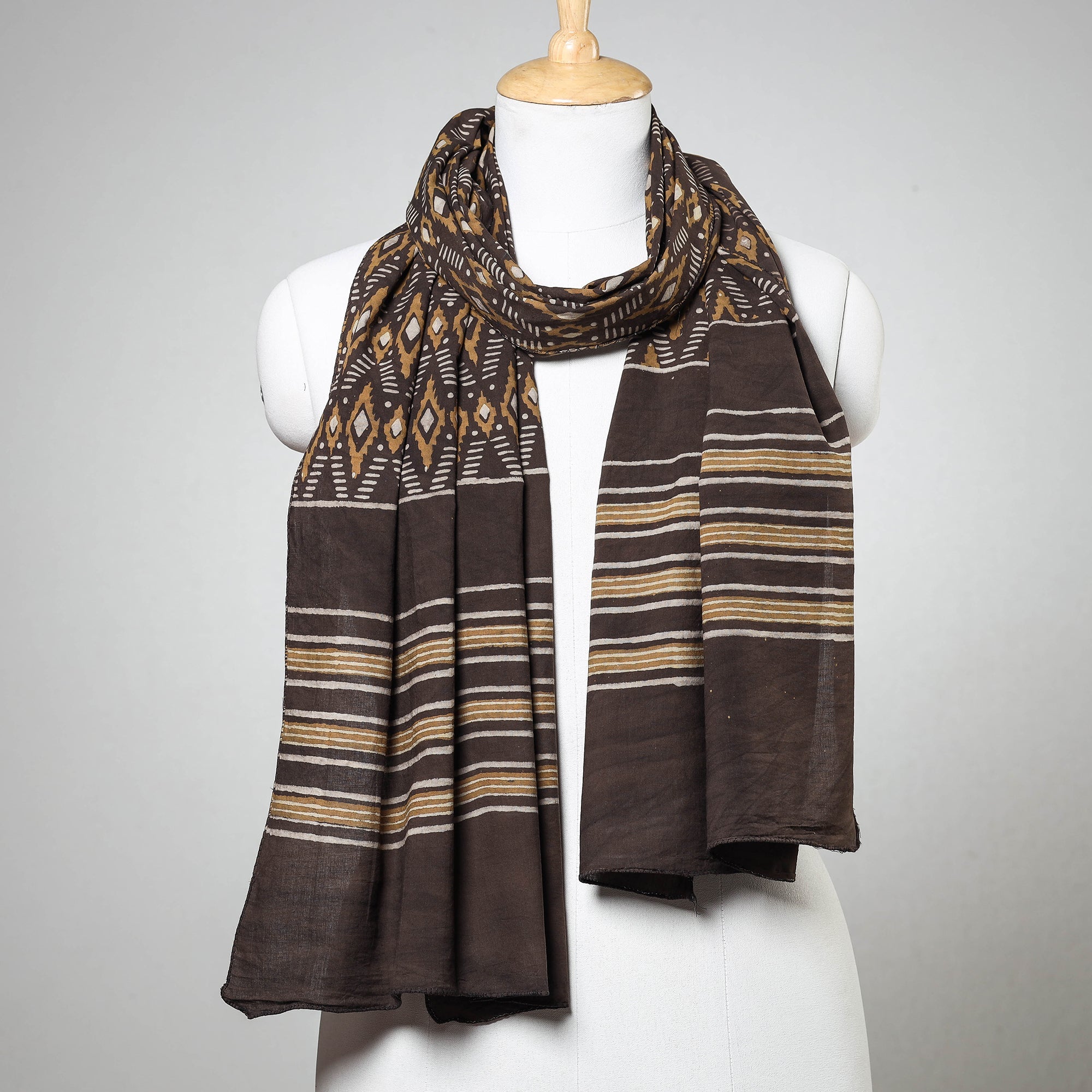 HAVELI CHRONICLES Brown - Akola Block Printed Cotton Stole