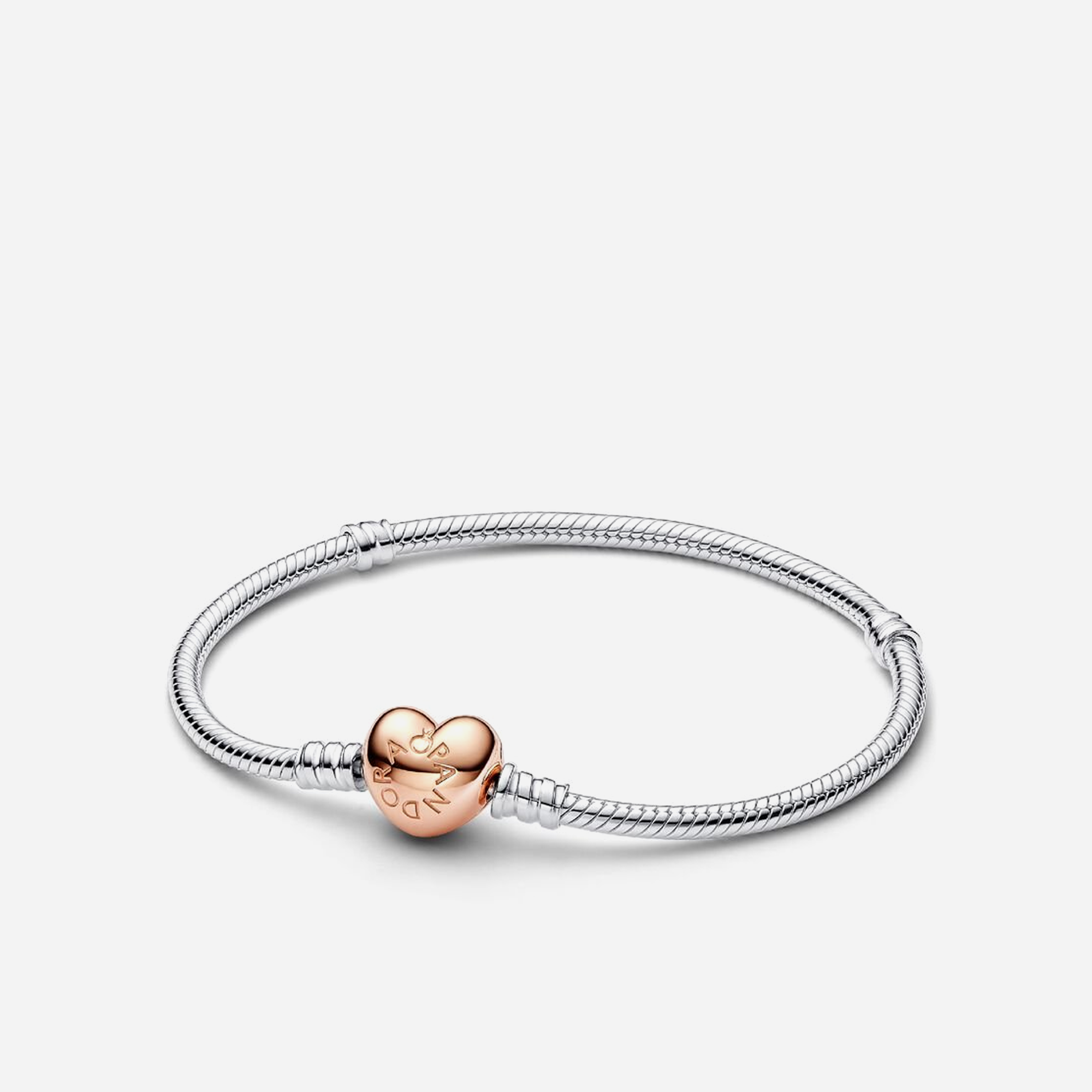 Moments heart snake – Pandora Moments Heart & Snake Chain Bracelet Two-Tone Rose Gold