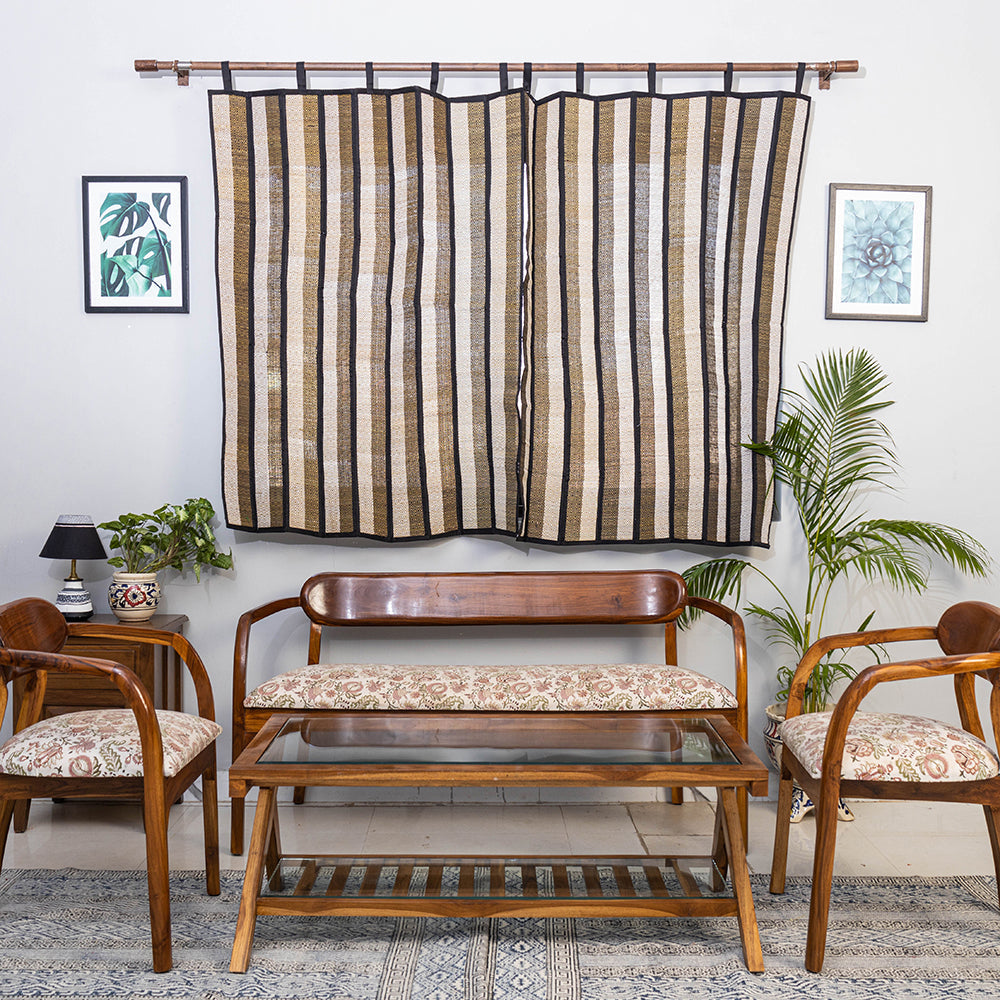 ITOKRI CRAFTS INITIATIVE Beige - Madur Grass Window Curtain of Midnapore (5 x 4 feet)