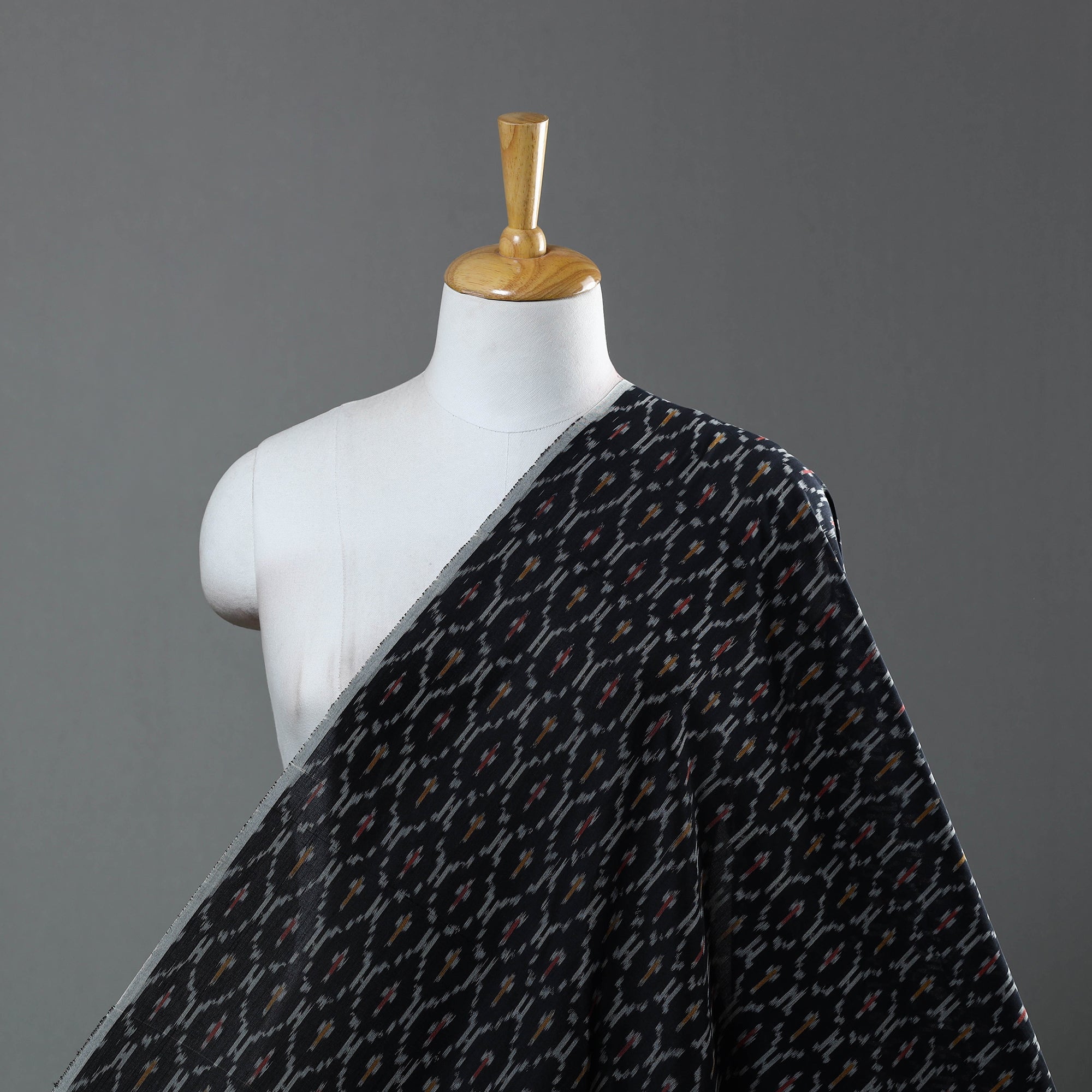SOUTH KARGHA Black - Mercerised Cotton Pochampally Ikat Fabric 09