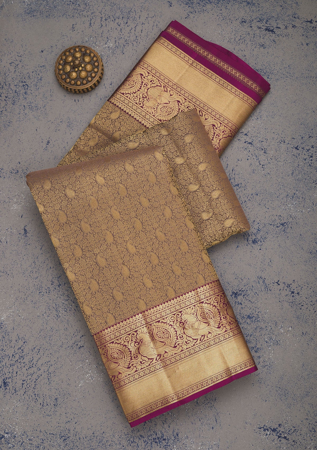 Koskii Brown Zariwork Pure Silk Saree – Women's