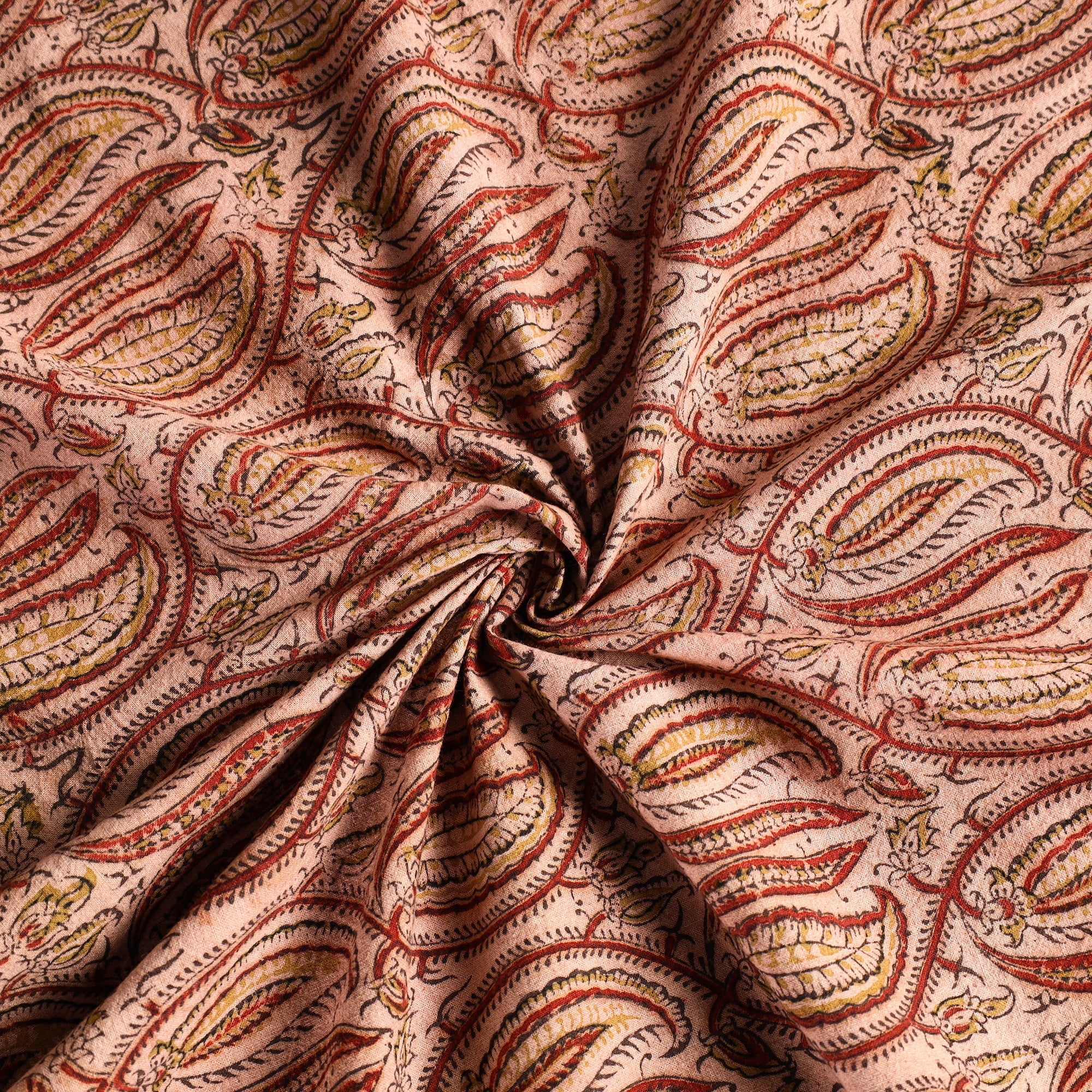 PITCHUKA SRINIVAS KALAMKARI PEDANA Beige - Original Pedana Kalamkari Block Printed Cotton Table Cover (46 x 43 in) - view 3