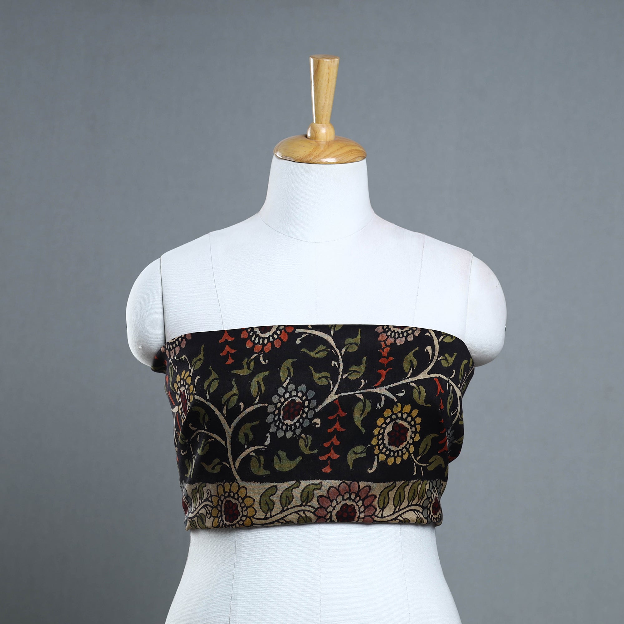DWARAKA PLUS Black - Handpainted Chanderi Silk Kalamkari Blouse Piece 26