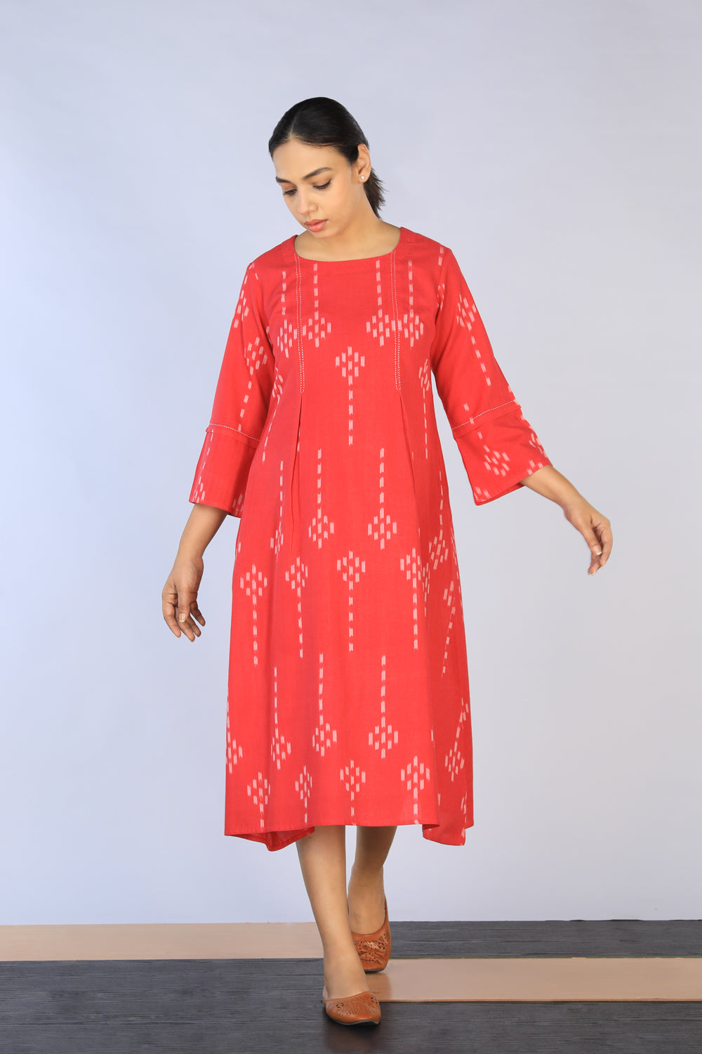 Kalanjali Ethnics Handwoven Cotton Pochampally Ikat Dress