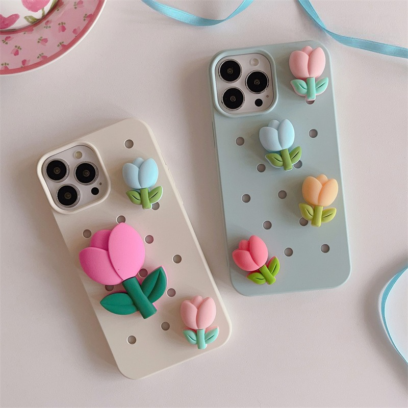 Peeperly 3D Pastel Tulip Floral Soft Case