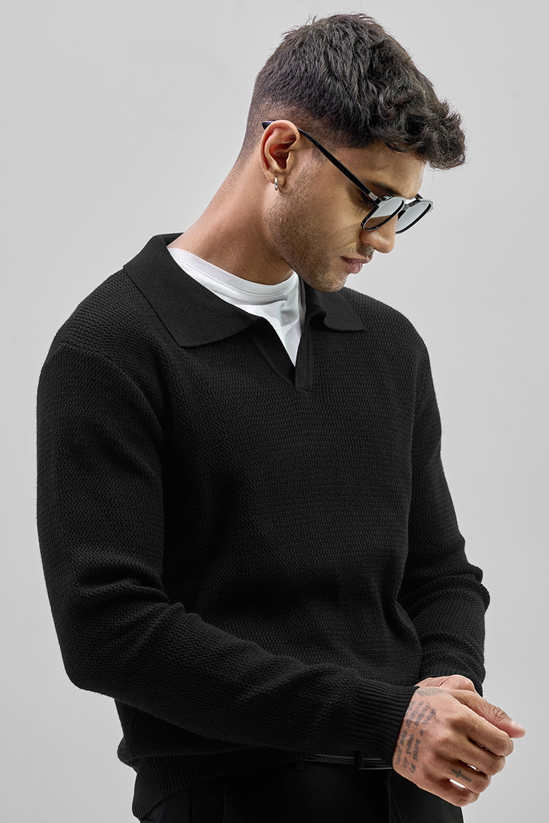 SNITCH Black Knitted Polo Sweater - view 4
