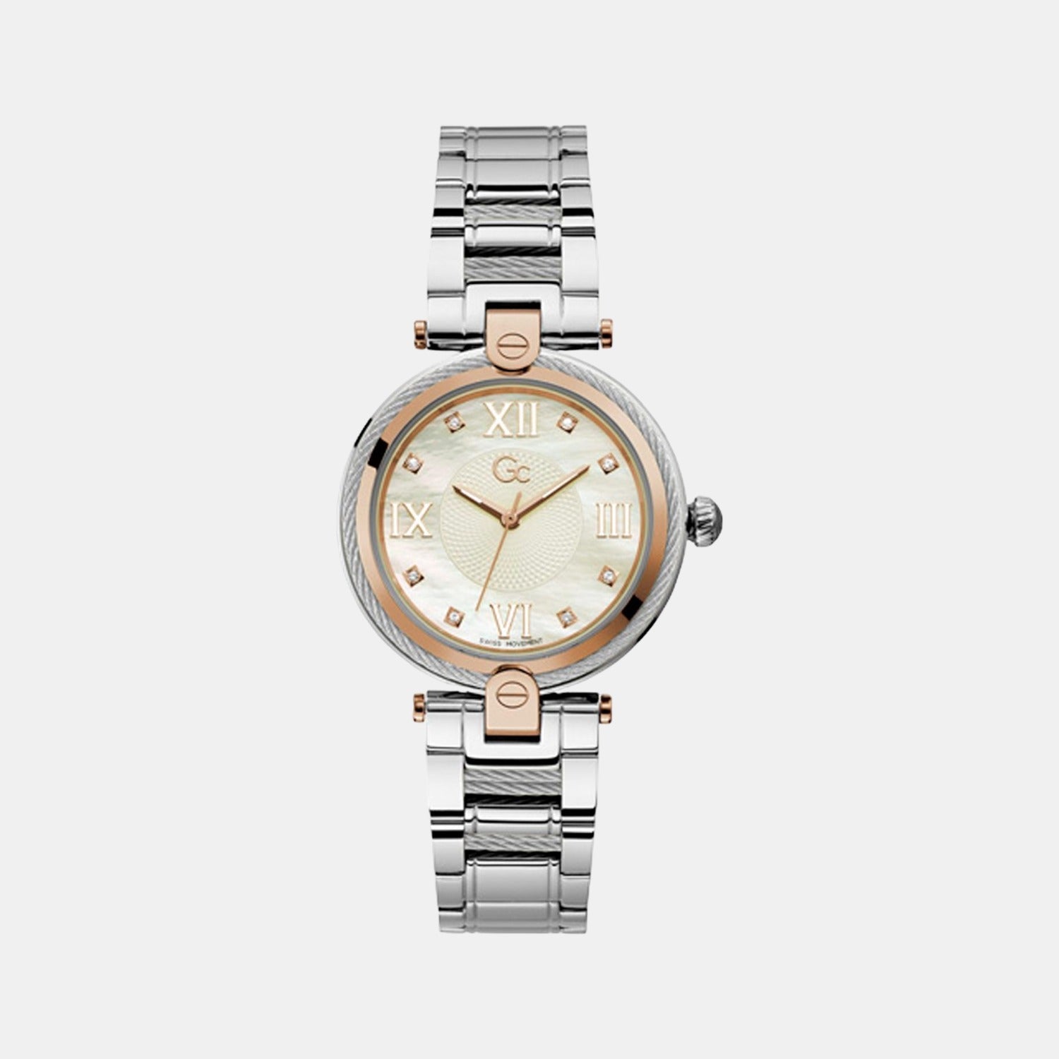 GC Fusion Cable Women Quartz White Dial Analog Stainless Steel Watch Z15002L1MF