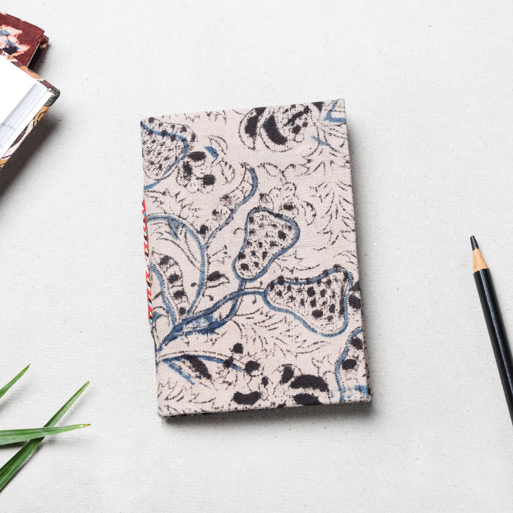 CHUTNEY CRAFT STUDIO Beige - Kalamkari Fabric Cover Handmade Paper Notebook (13 x 9 cm)