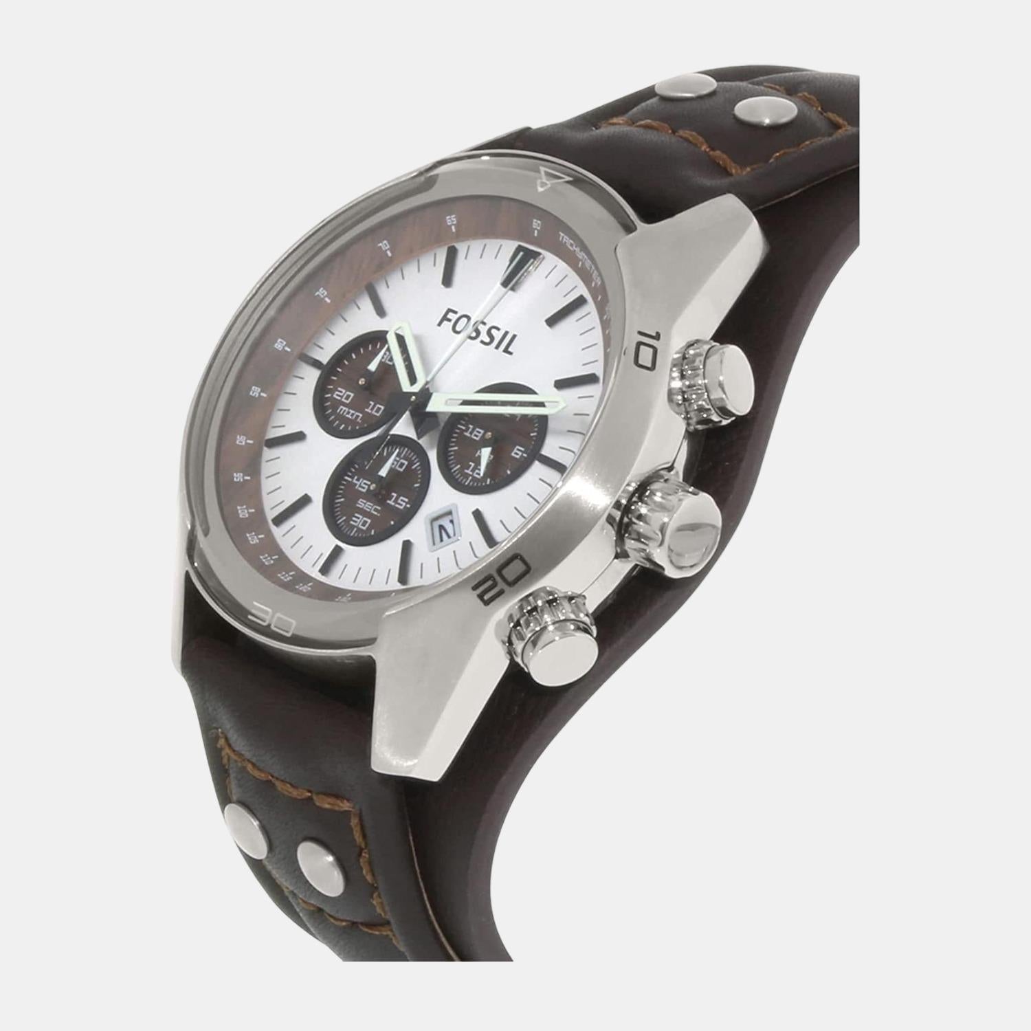 Fossil Coachman Men Quartz Two Tone Dial Chronograph Leather Watch CH2565 - view 5