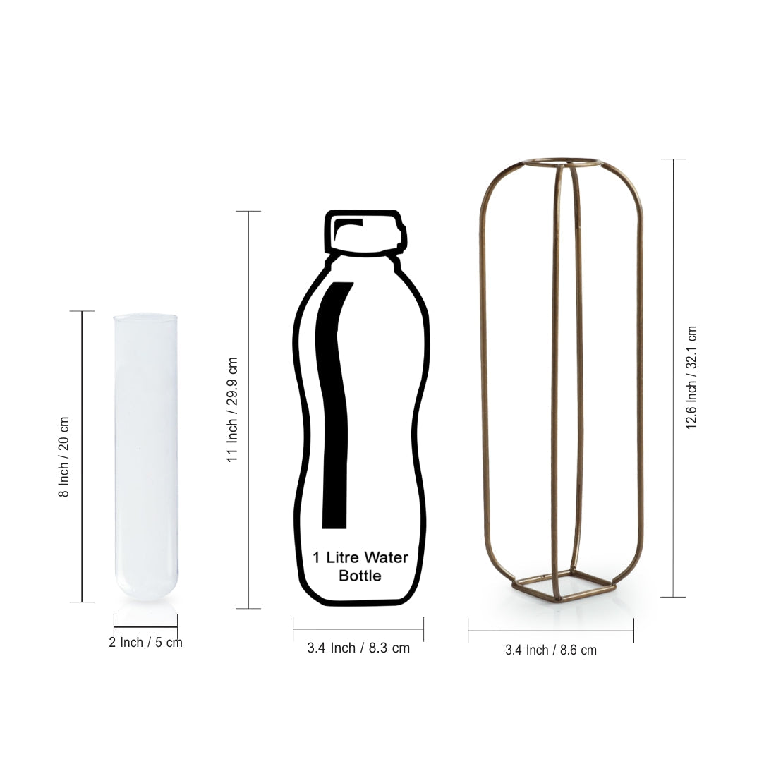 EXCLUSIVELANE 'Modern Glass Garden' Test Tube Table Planter/Vase (12 Inch, Golden) - view 7