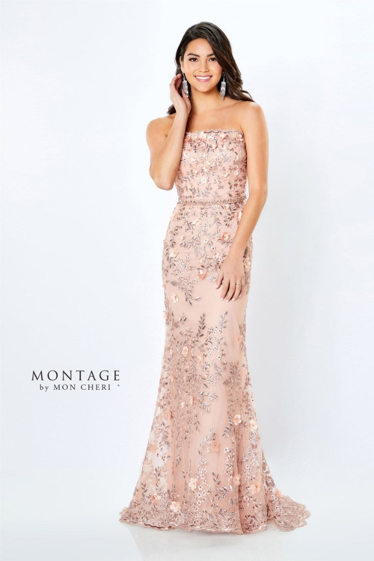 Montage 118961 Long Metallic Lace Evening Mother of the Bride Dress - view 3