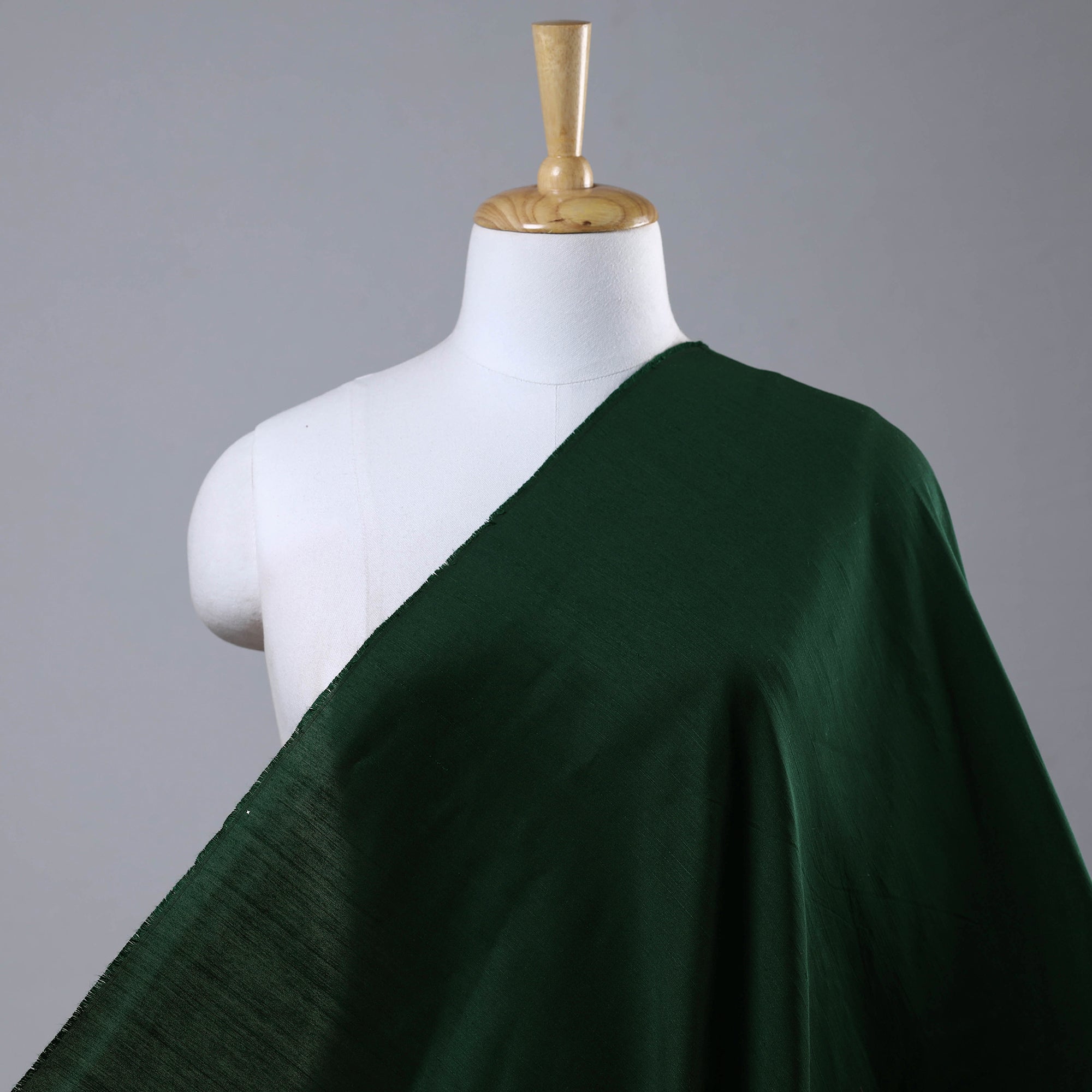 ITOKRI CRAFTS INITIATIVE Dark Green - Plain Slub Silk Fabric 10