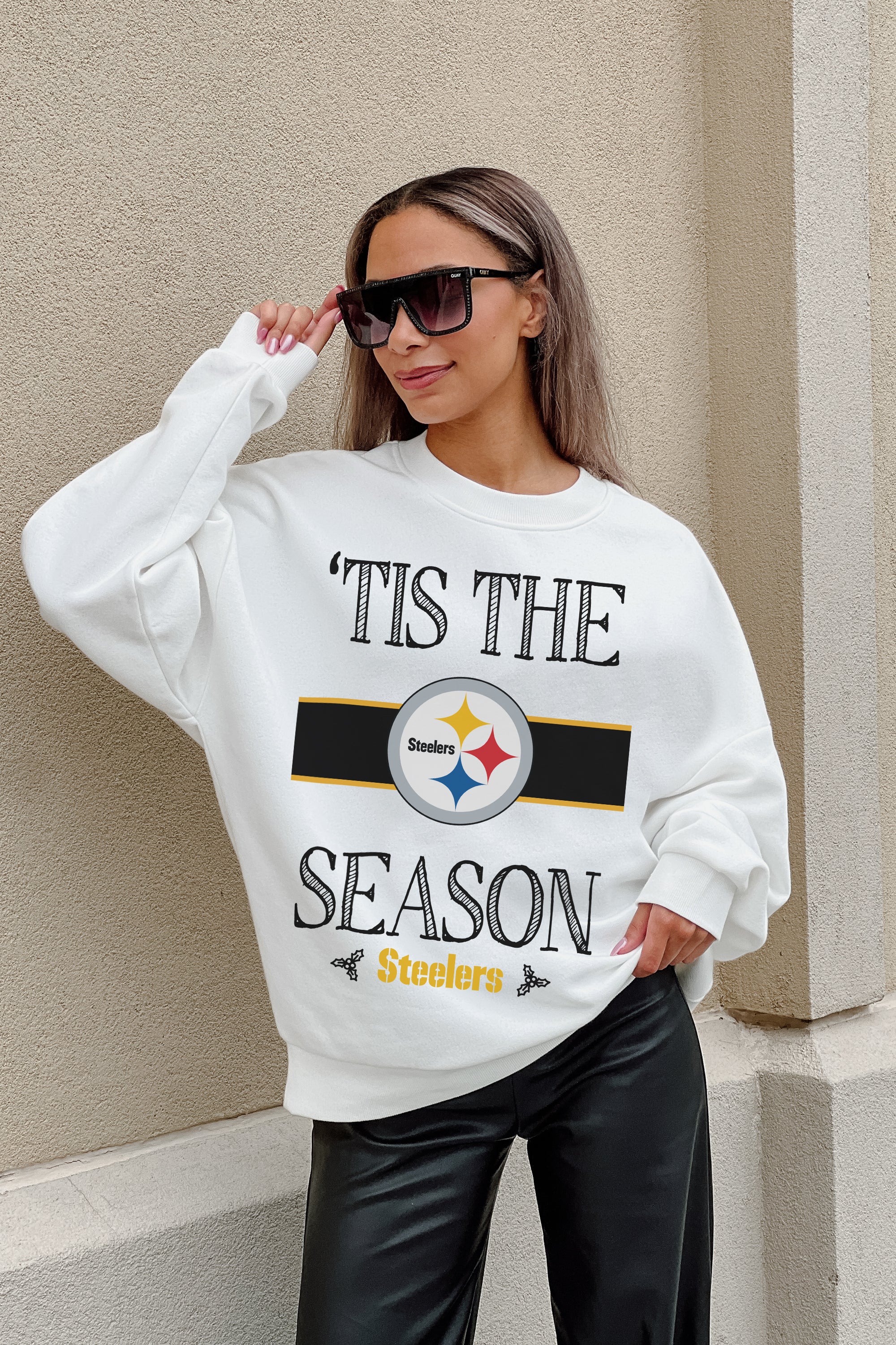 GC X NFL Pittsburgh Steelers Touchdown Tidings Drop Shoulder Crewneck Sweatshirt