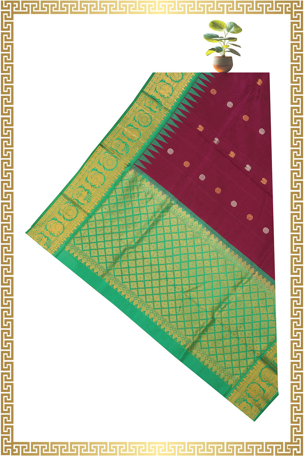 Kalanjali Gadwal Violet Dupatta With Kanchi Border