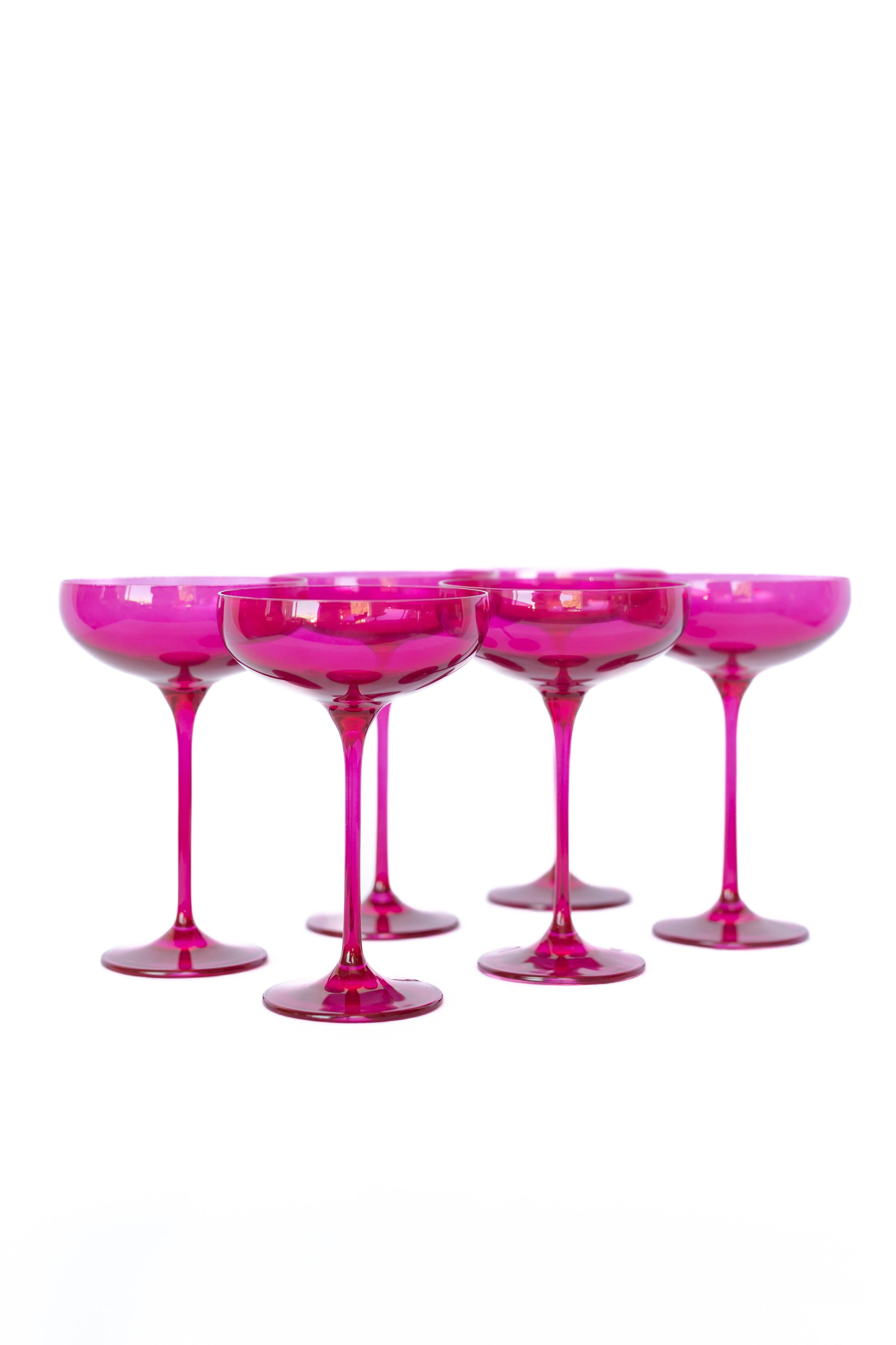 Estelle Colored Glass Estelle Colored Champagne Coupe Stemware - Set of 6 {Viva Magenta (Our Fuchsia)} - view 6