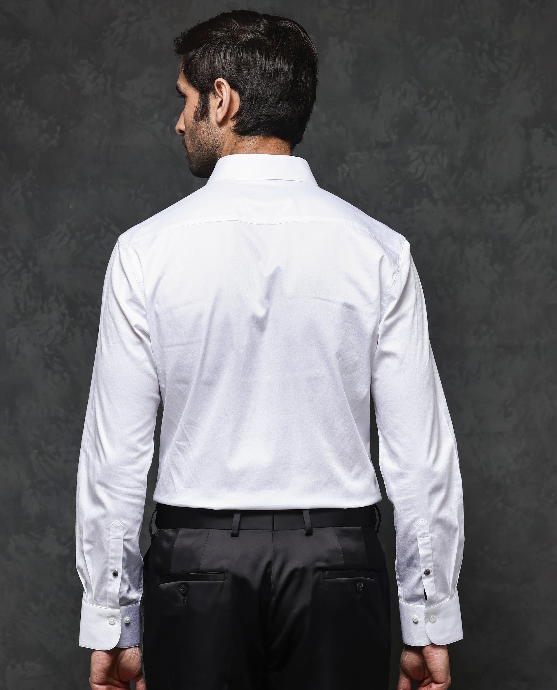 Rare Rabbit Men's Tapeon White Collared Neck Solid Lace Embellished Regular Fit Shirt - view 9