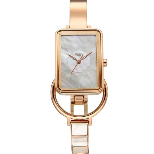 Titan Raga Power Pearls Quartz Analog Watch For Women With Mother of Pearl Dial Rose Gold Metal Strap 21mm 95223WM01F - view 3
