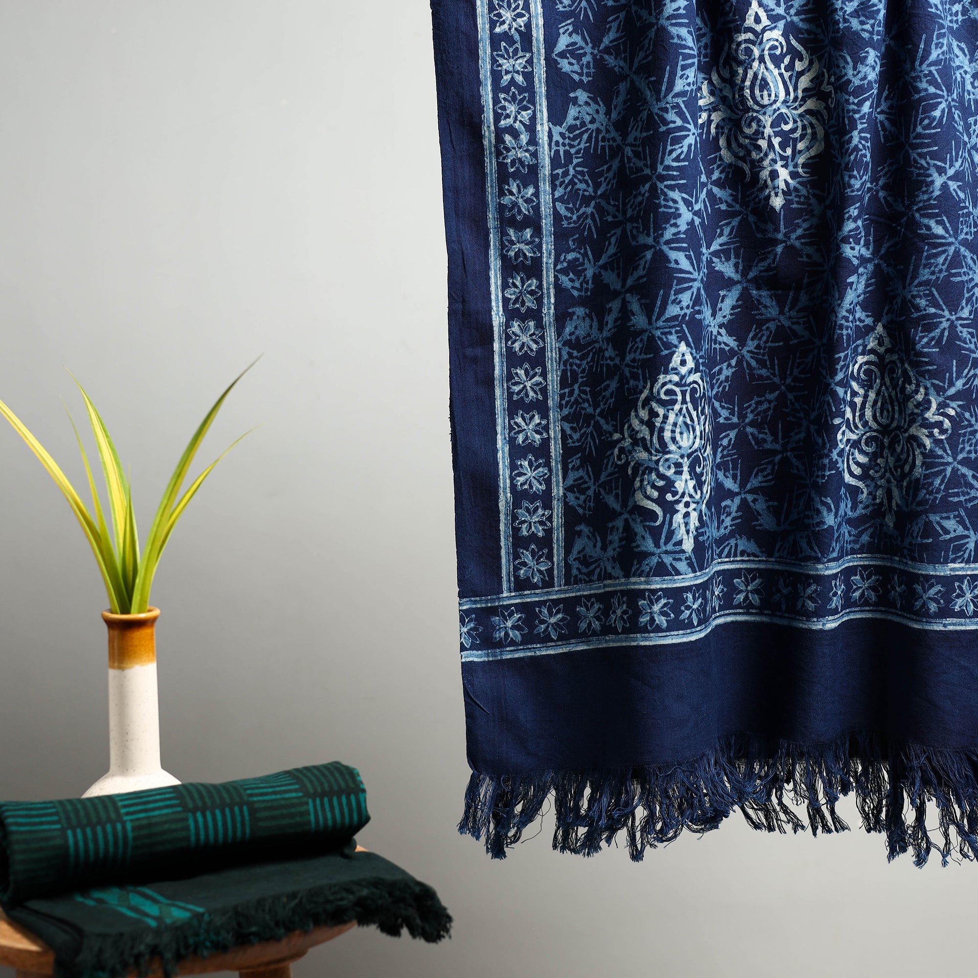 HAVELI CHRONICLES Blue - Akola Block Print Pure Handloom Cotton Towel 19 - view 2
