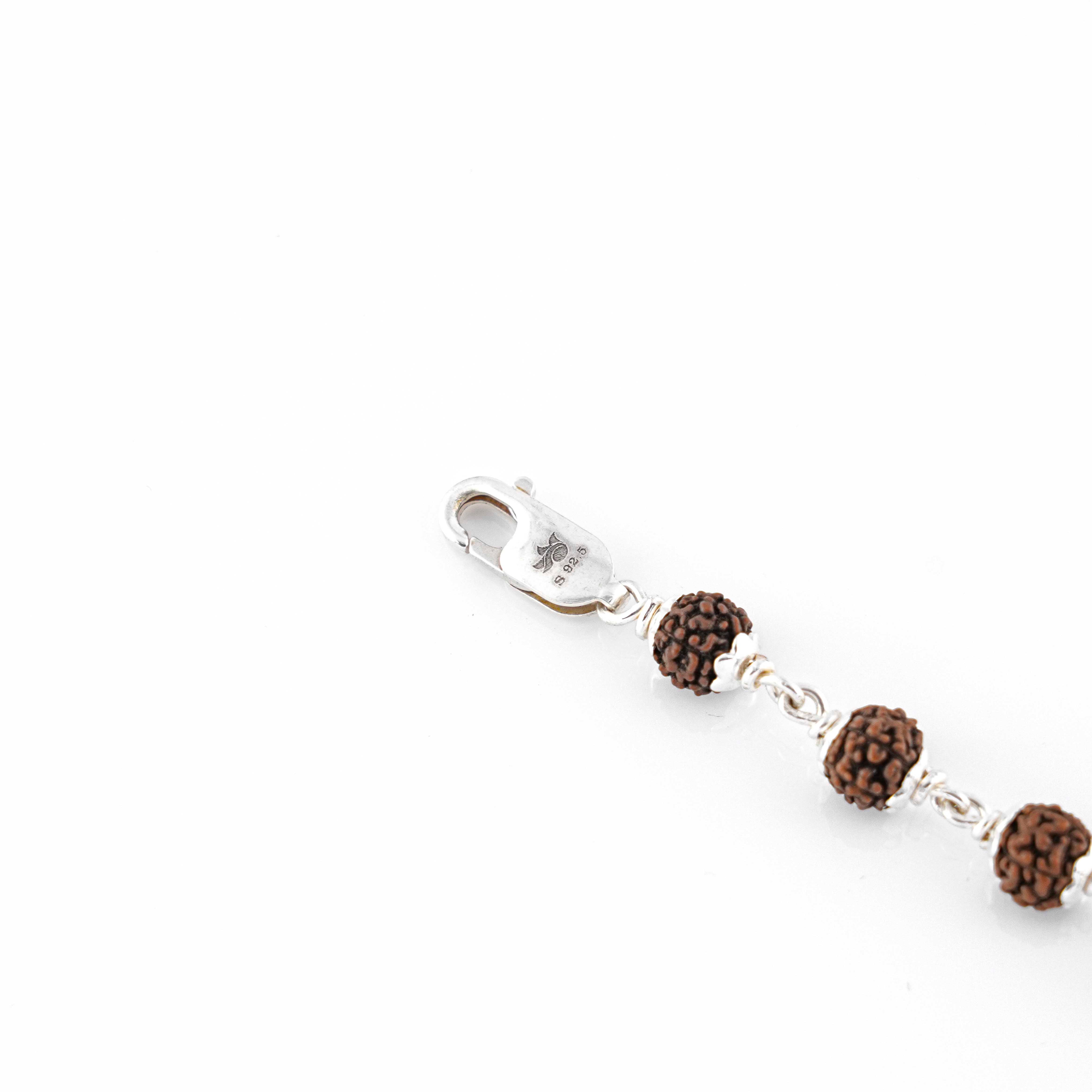 Prinjal Jewellers Single Line Rudraksha Silver Rakhi - view 6