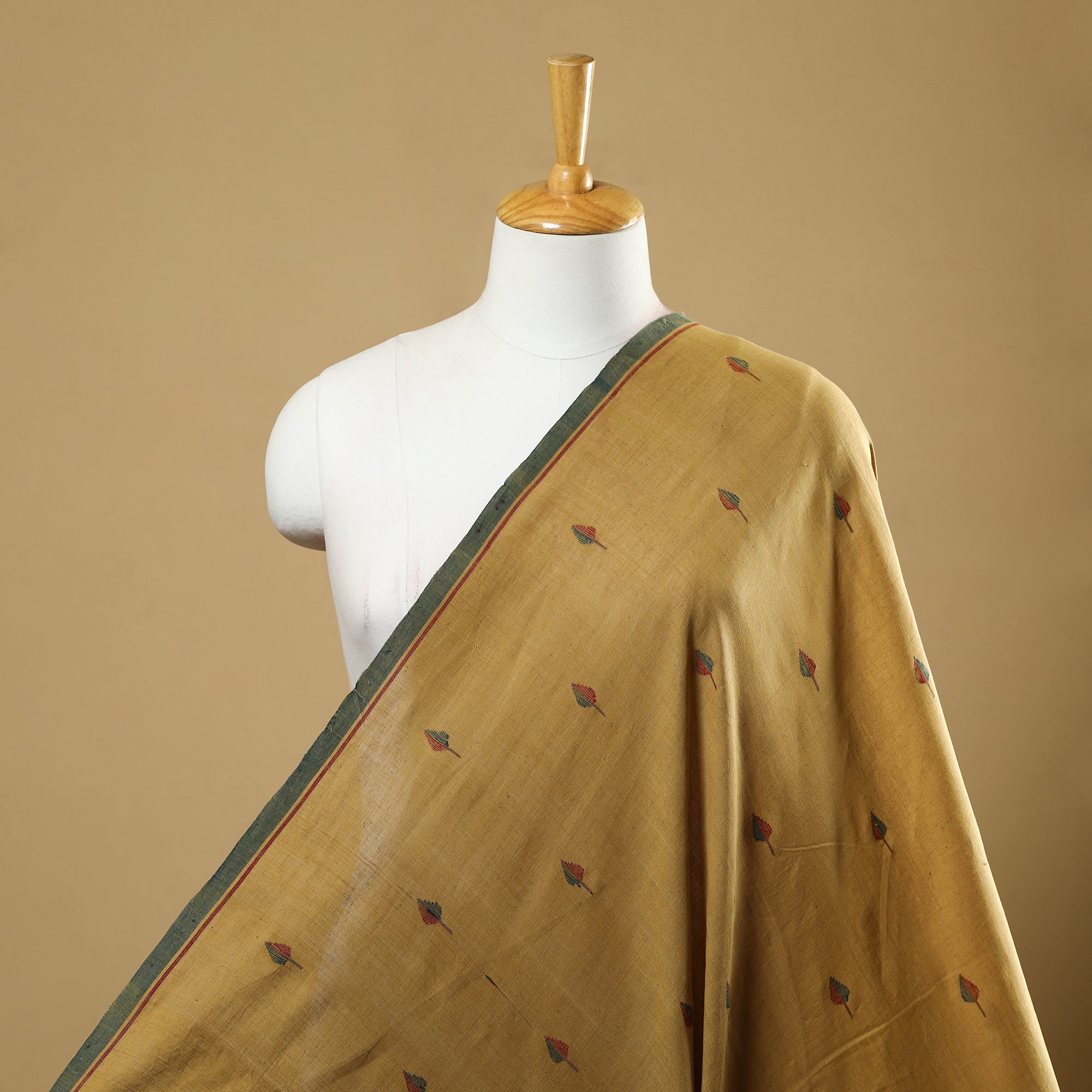 SOUTH KARGHA Beige - Handspun Handloom Natural Dyed Cotton Jamdani Fabric 13