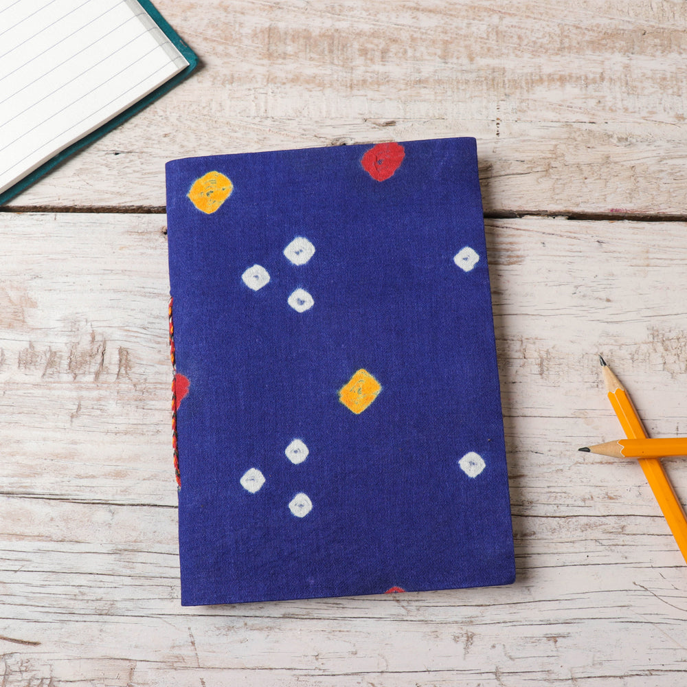 BINDAAS UNLIMITED Blue - Bandhani Cover Handmade Ruled Paper Notebook (7 x 5 in)