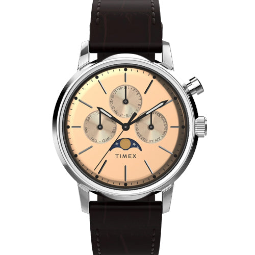 Timex Marlin Rose Gold-Tone Round Dial Analog Moon Phase Men's Watch 40mm TWEG26801
