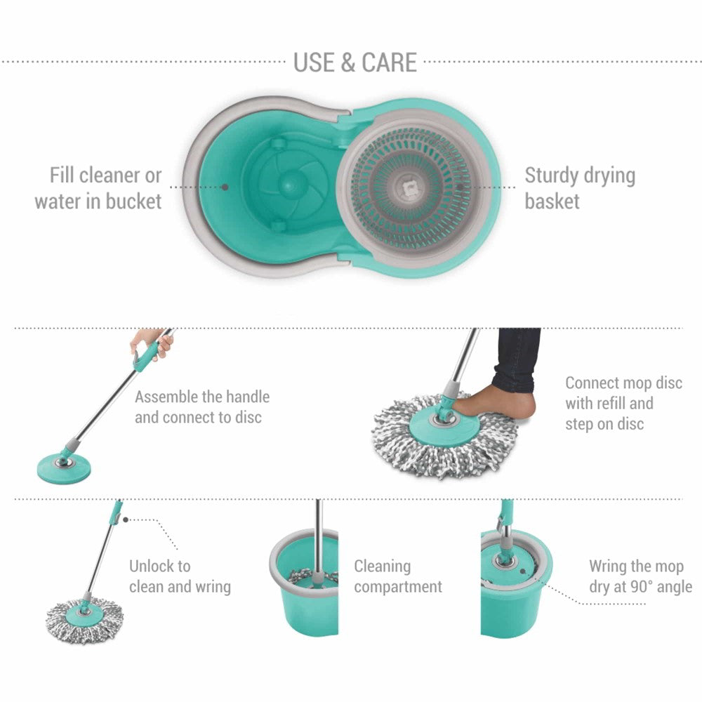 Wheely Spin Mop (Spotzero by Milton) – Aqua Green - view 5