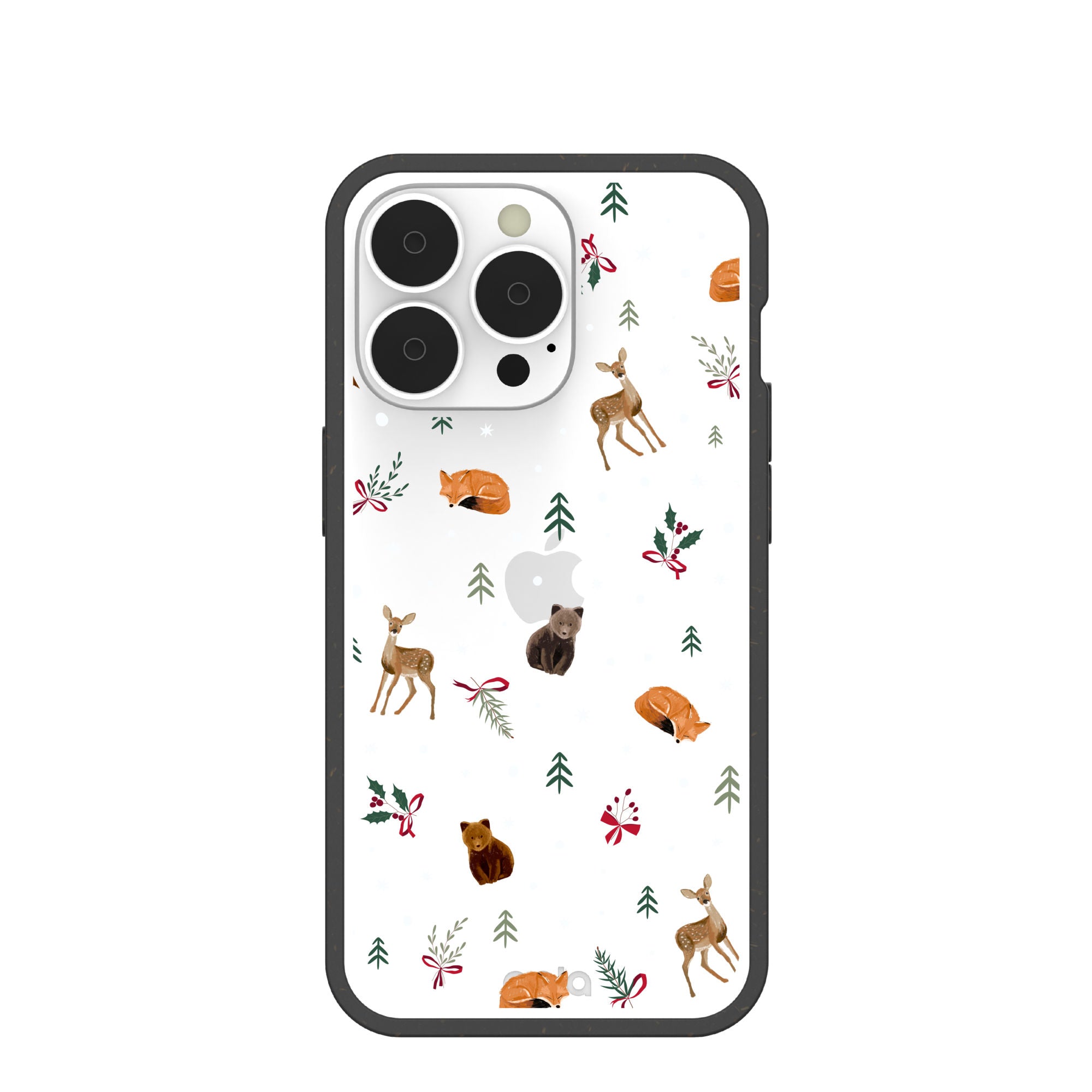 BlackTree Clear Winter Woodland iPhone 13 Pro Case With Black Ridge