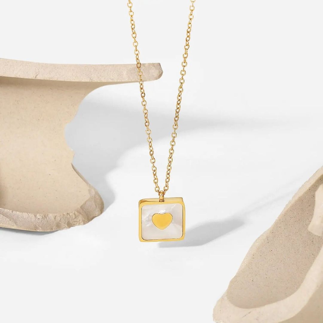 Branta Square Heart Necklace Tarnish free