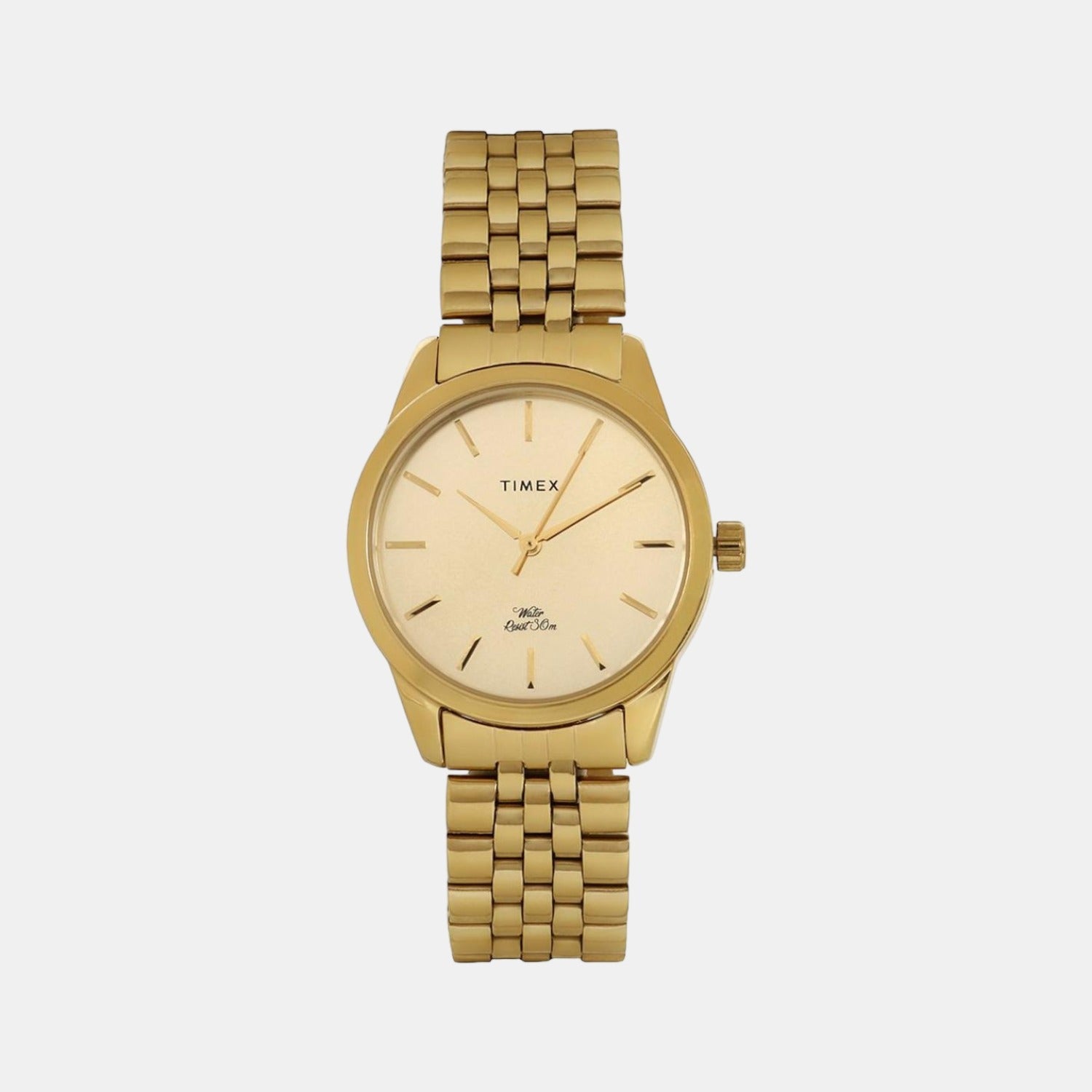 Timex E Class Women Quartz Gold Dial Analog Stainless Steel Watch TWEL13103