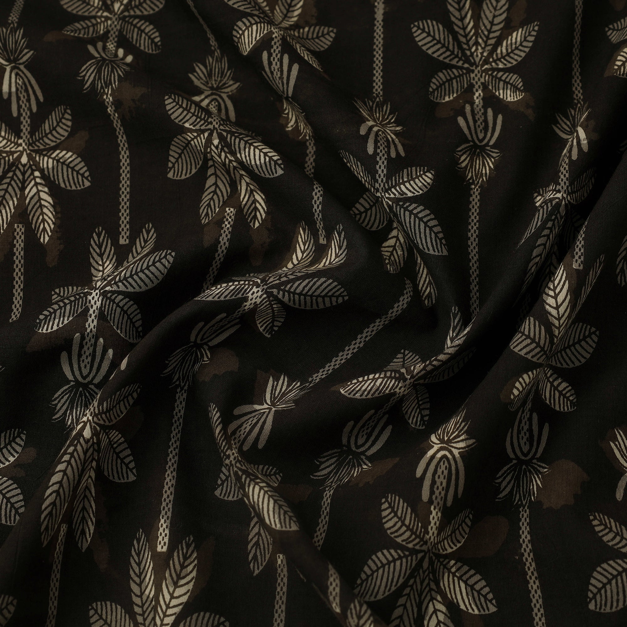 ARTISAN HAND BLOCK PRINTS Black - Block Print Cotton Jahota Fabric 33 - view 3