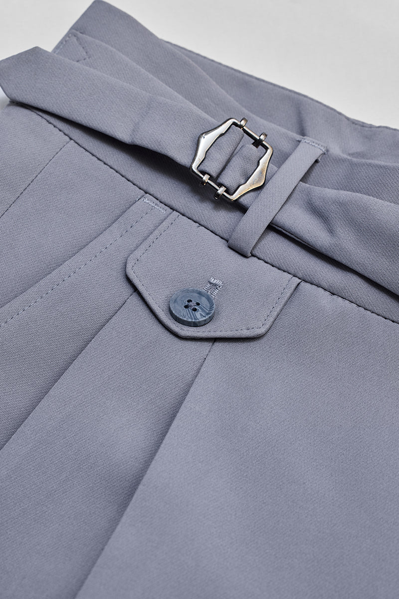 SNITCH Light Grey Slim Fit Gurkha Trousers - view 7