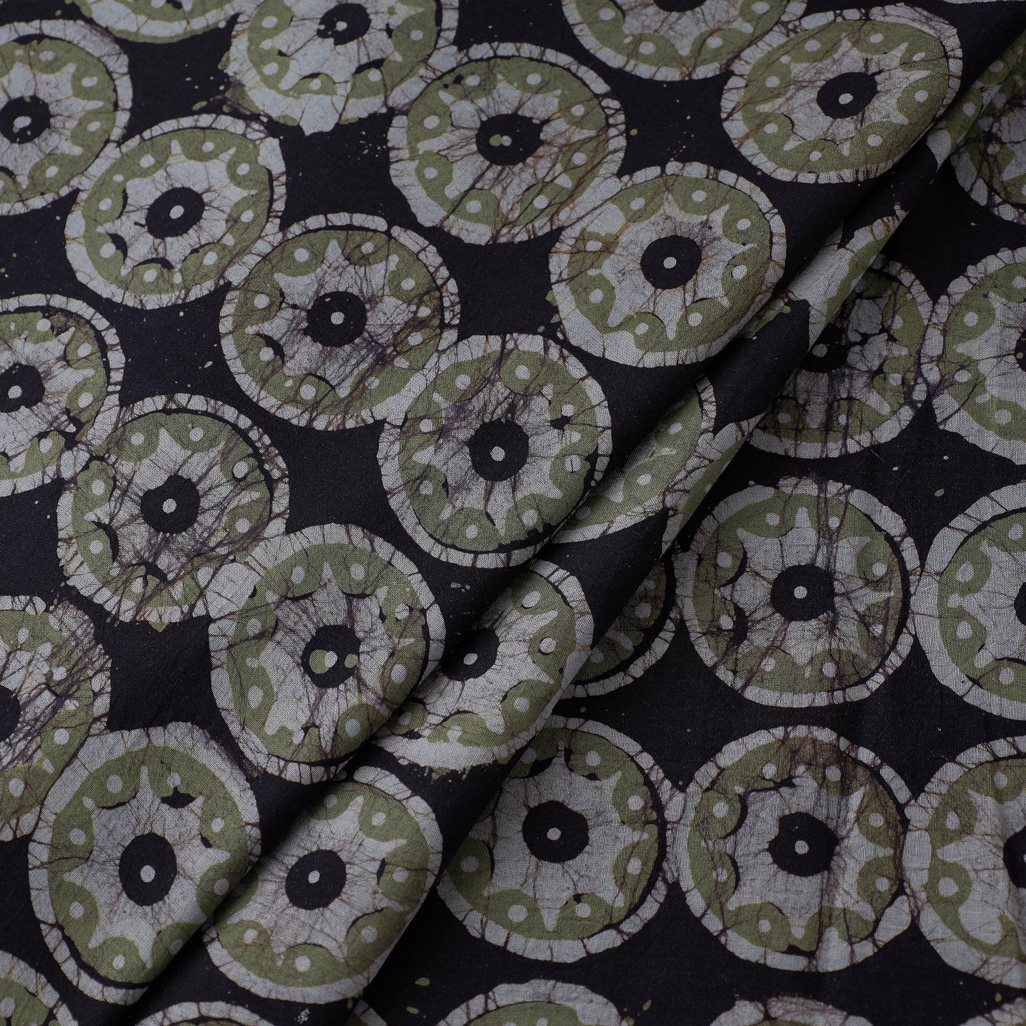 KACHCHH JI CHHAAP Black - Hand Printed Cotton Batik Fabric - view 2