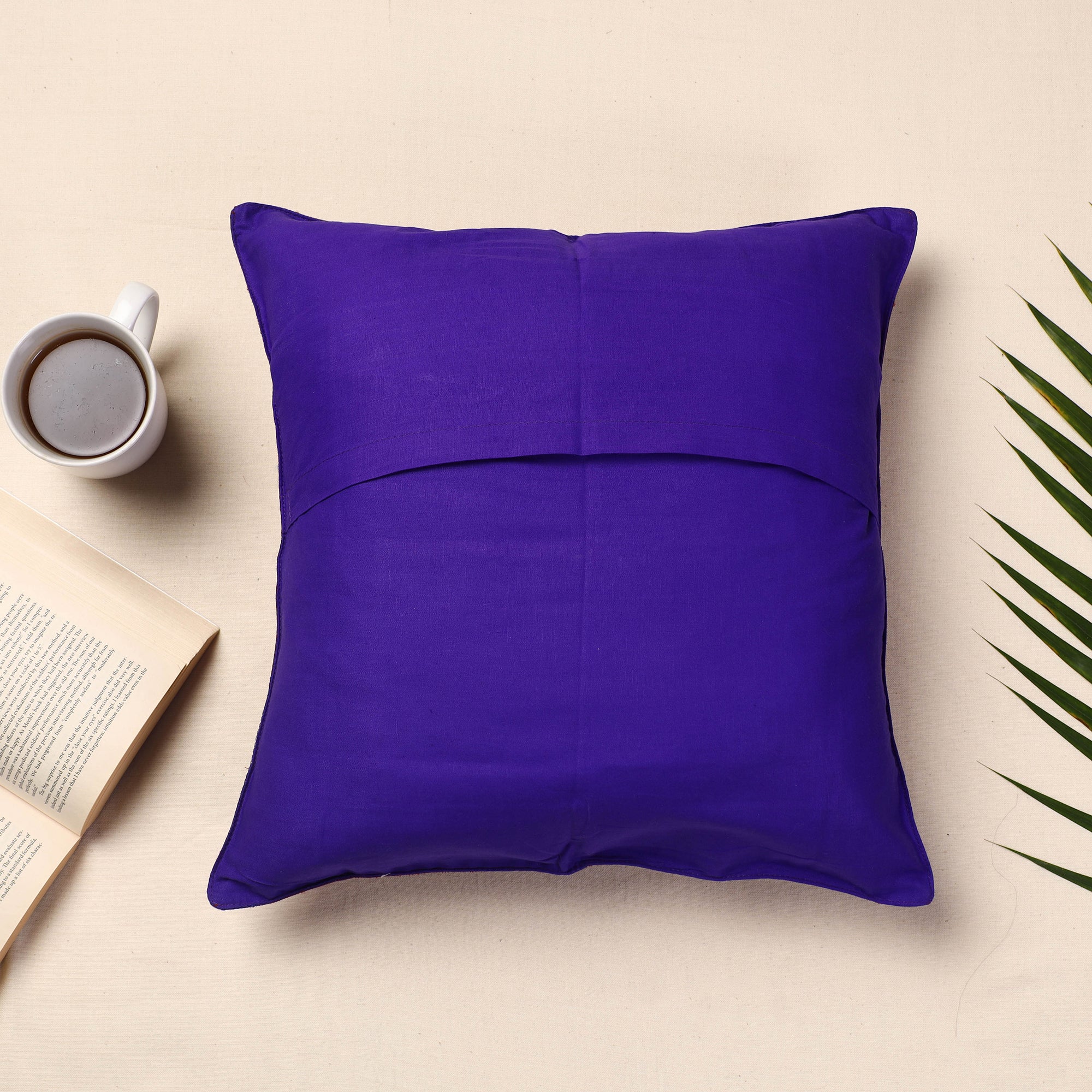 BANARASI BY MAQBUL HASAN Blue - Banarasi Handwoven Silk Zari Cushion Cover (16 x 16 in) - view 3