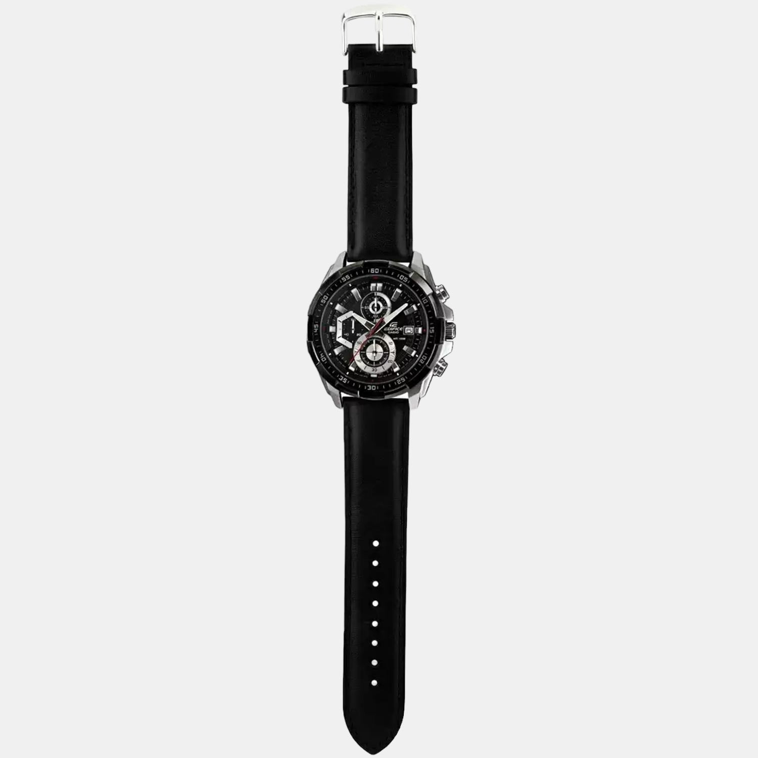Casio Edifice Men Quartz Black Dial Chronograph Leather Watch EX193 - view 7