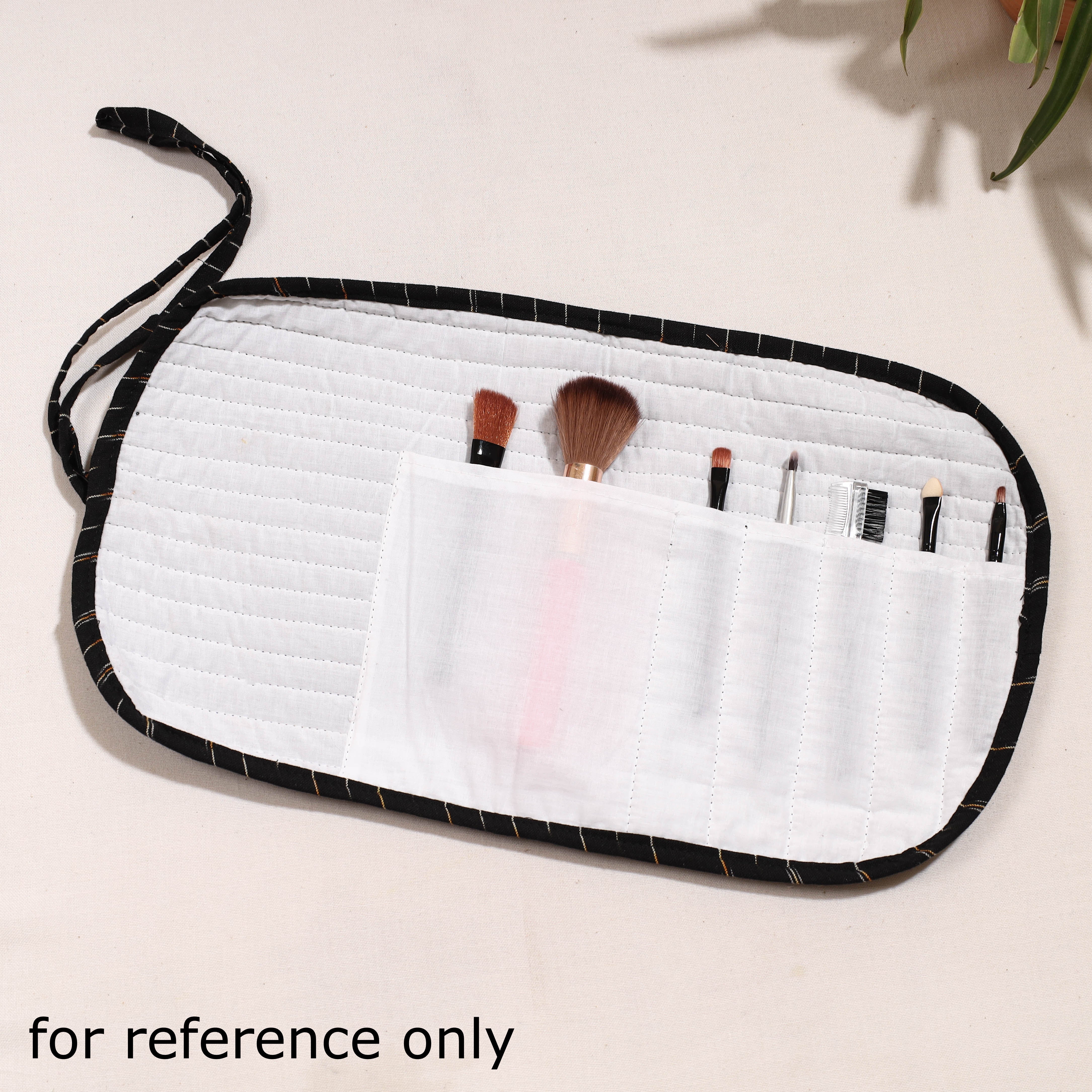 NOORI BAZAR Black - Ikat Fabric Multipurpose Segmented Make-up Brush Wrap Pouch/Case - view 3