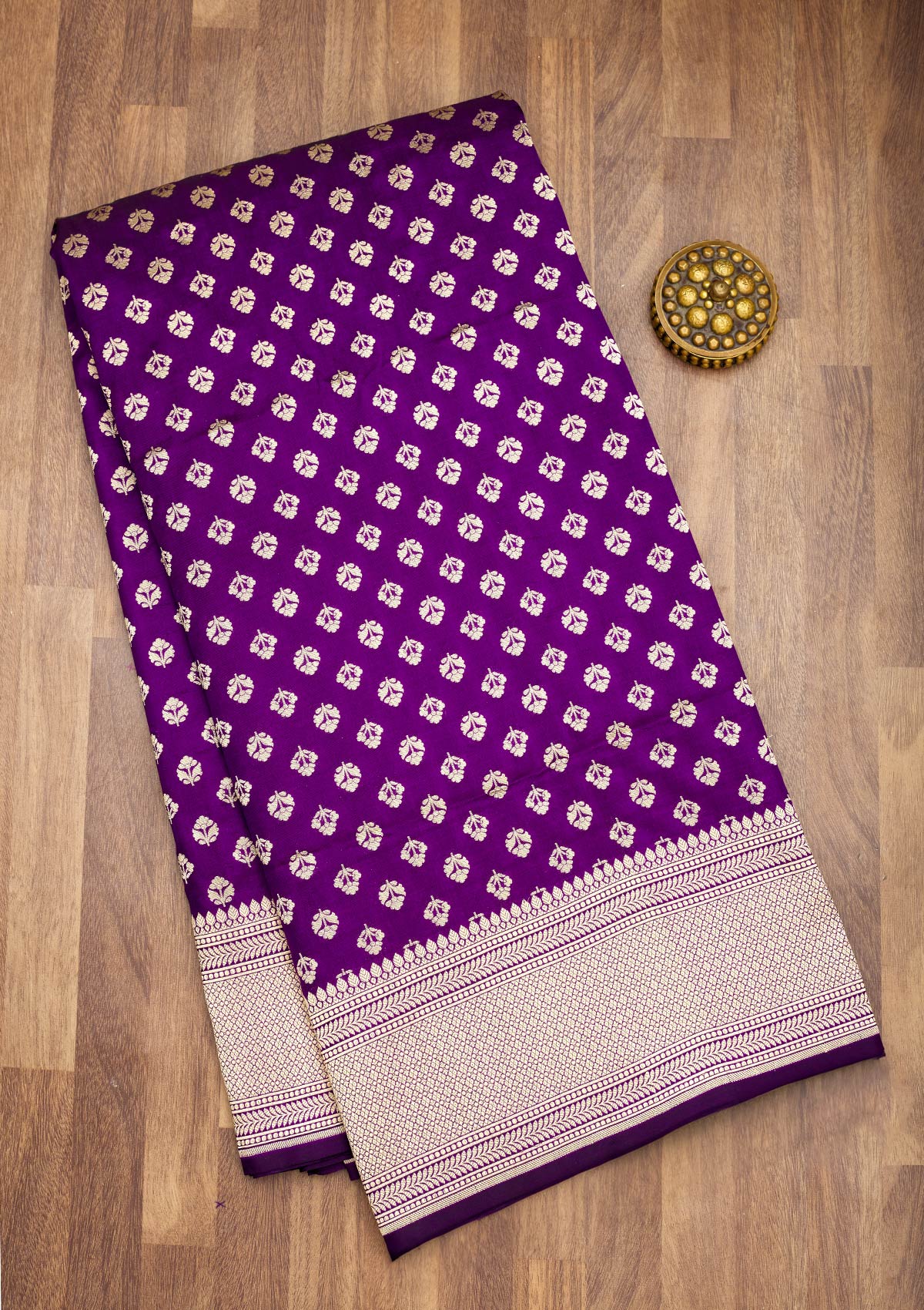 Koskii Purple Zariwork Pure Silk Saree – Women's